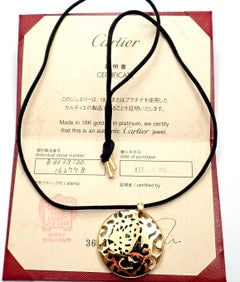 Cartier Panther Panthere Lacquer Tsavorite Garnet Yellow Gold Pendant Necklace