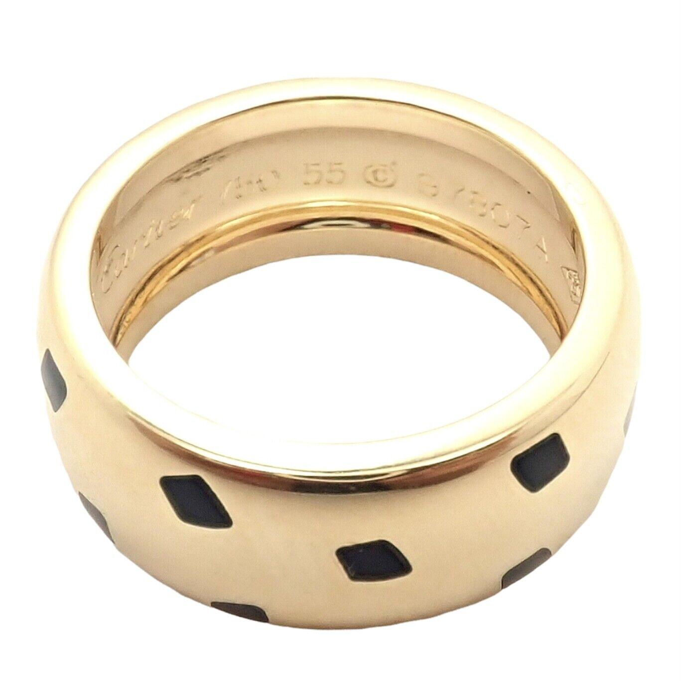Cartier Panther Panthere Lacquer Yellow Gold Band Ring 3