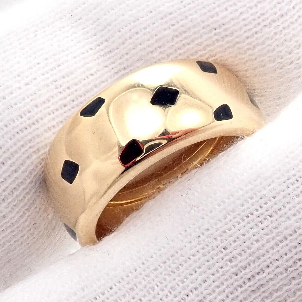 Women's or Men's Cartier Panther Panthere Lacquer Yellow Gold Band Ring