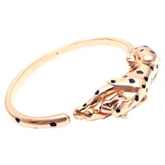 Cartier Panther Panthere Onyx Tsavorite Black Lacquer Rose Gold Bangle Bracelet