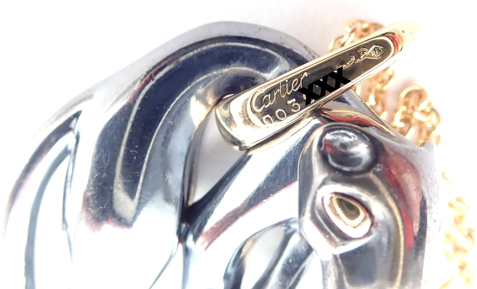 Cartier Panther Panthere Colgante Collar de Eslabones de Oro Amarillo y Plata en venta 6