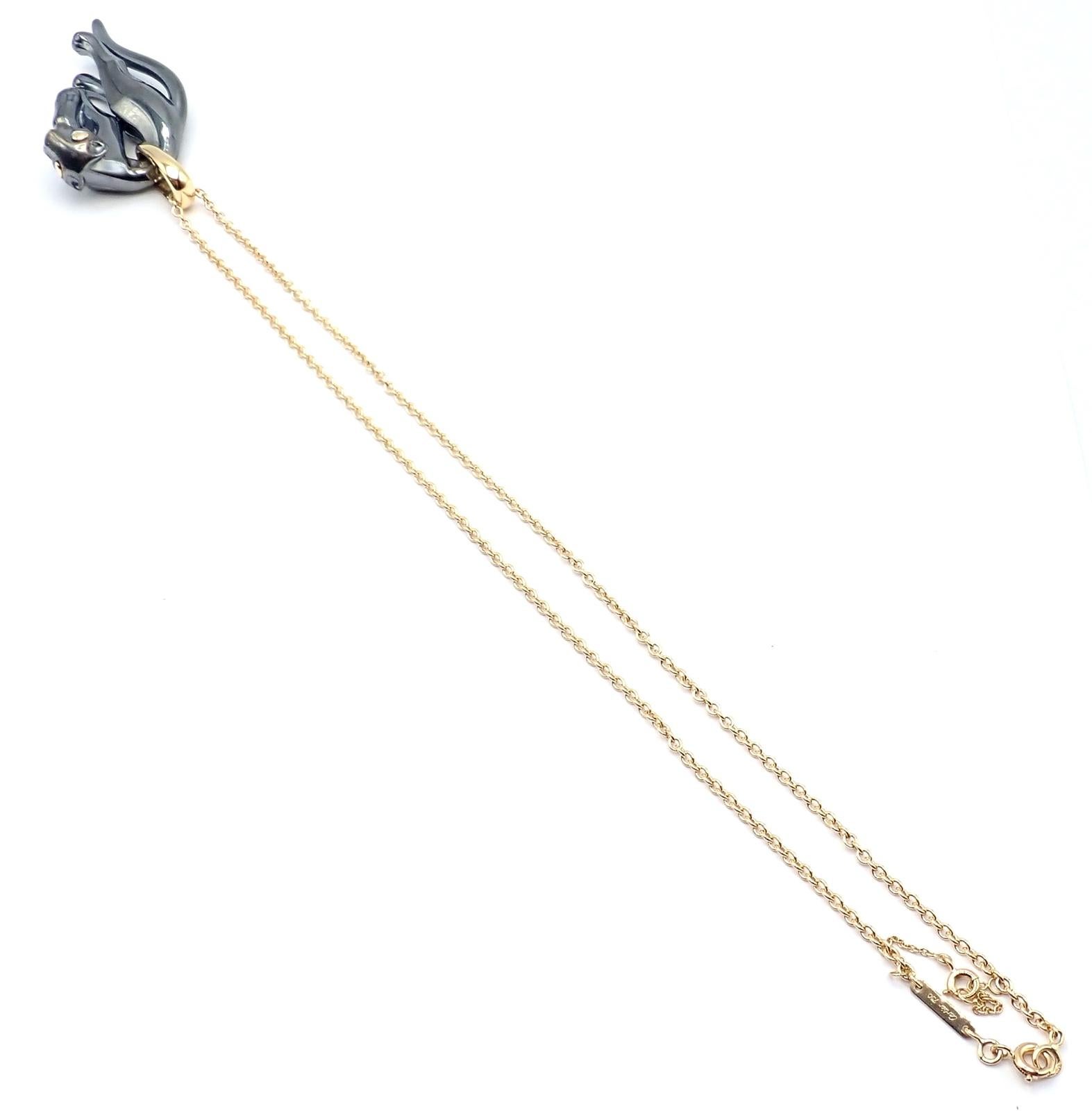 Cartier Panther Panthere Colgante Collar de Eslabones de Oro Amarillo y Plata en venta 13