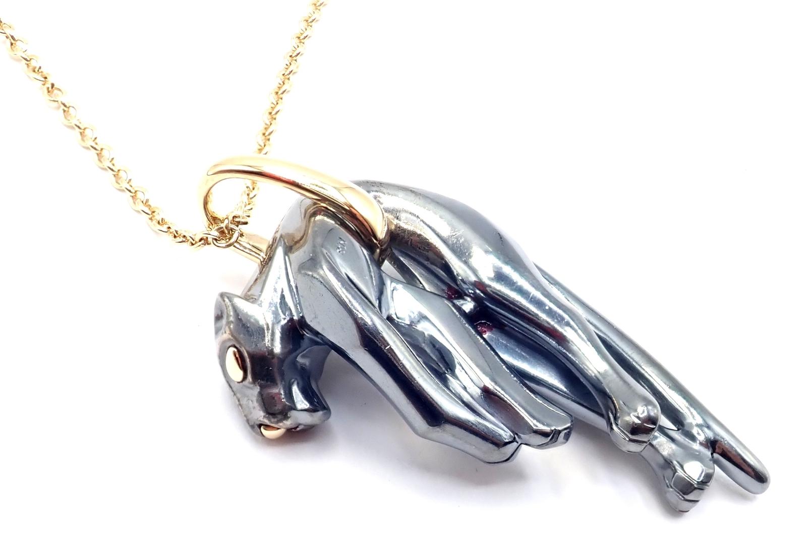 Femenino o masculino Cartier Panther Panthere Colgante Collar de Eslabones de Oro Amarillo y Plata en venta