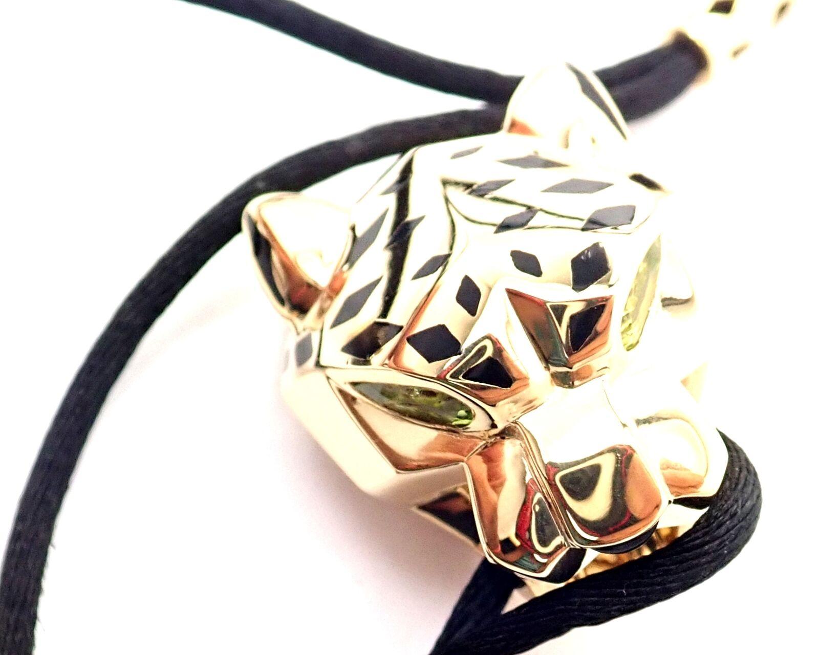 Cartier Panther Panthere Peridot Lack Gelbgold Anhänger Lange Kordel Halskette im Zustand „Hervorragend“ im Angebot in Holland, PA