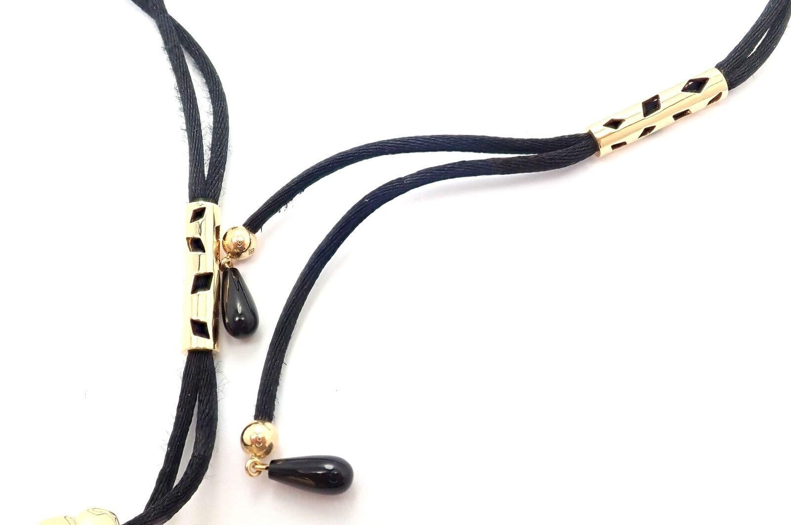 Cartier Panther Panthere Peridot Lack Gelbgold Anhänger Lange Kordel Halskette im Angebot 1