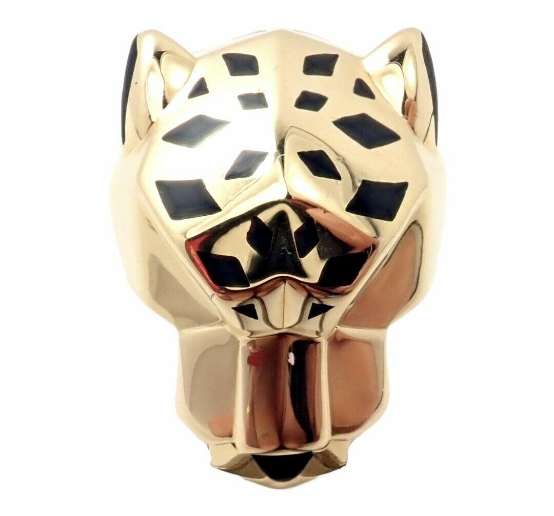 Cartier Panther Panthere Peridot Onyx Lacquer Yellow Gold Band Ring In Excellent Condition In Holland, PA