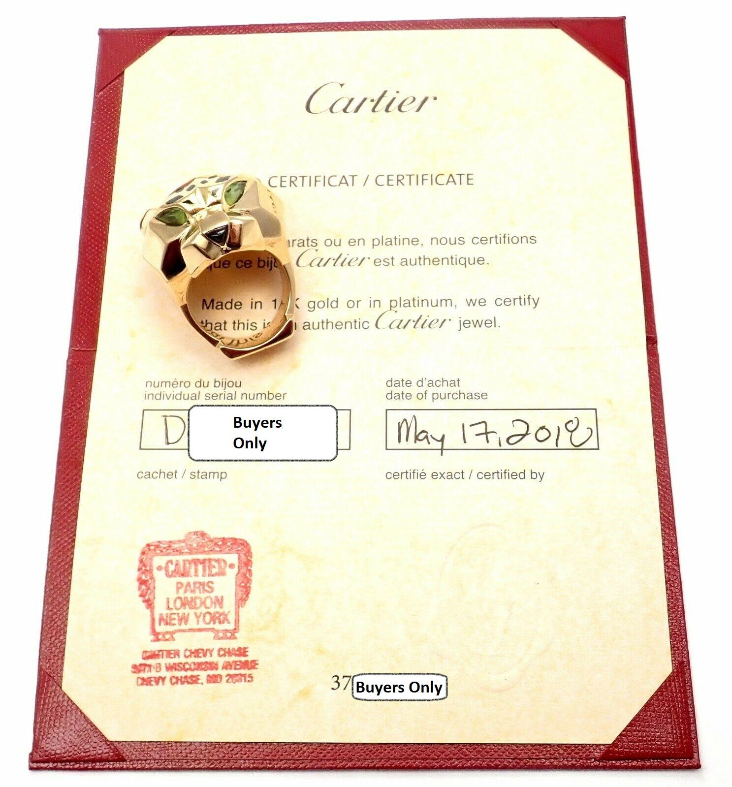 Cartier Panther Panthere Peridot Onyx Lacquer Yellow Gold Large Ring 3