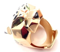 Cartier Panther Panthere Peridot Onyx Lacquer Yellow Gold Large Ring
