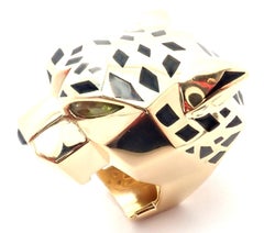 Cartier Panther Panthere Peridot Onyx Lacquer Yellow Gold Large Ring