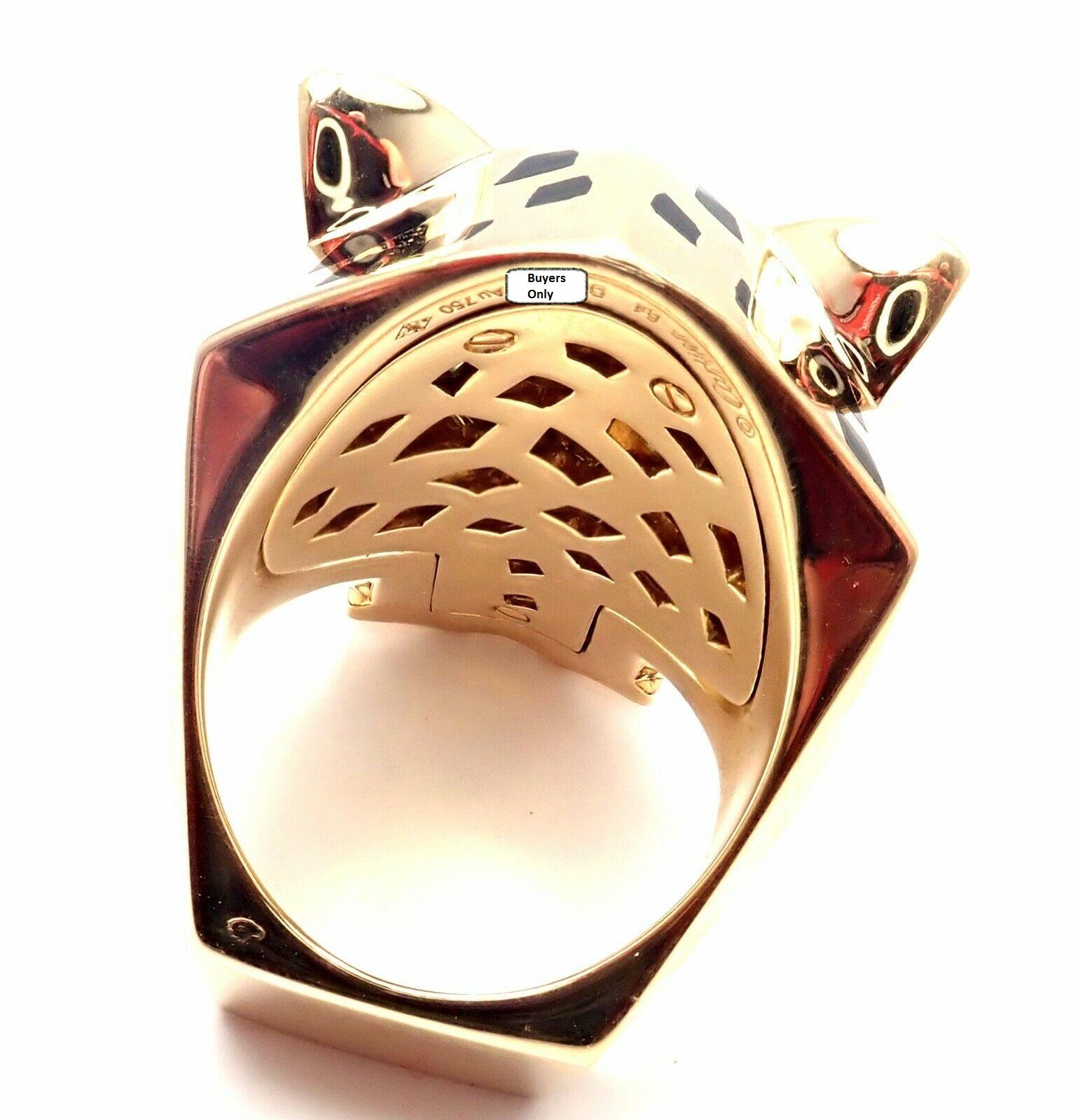 Cartier Panther Panthere Peridot Onyx Lacquer Yellow Gold Large Ring 1