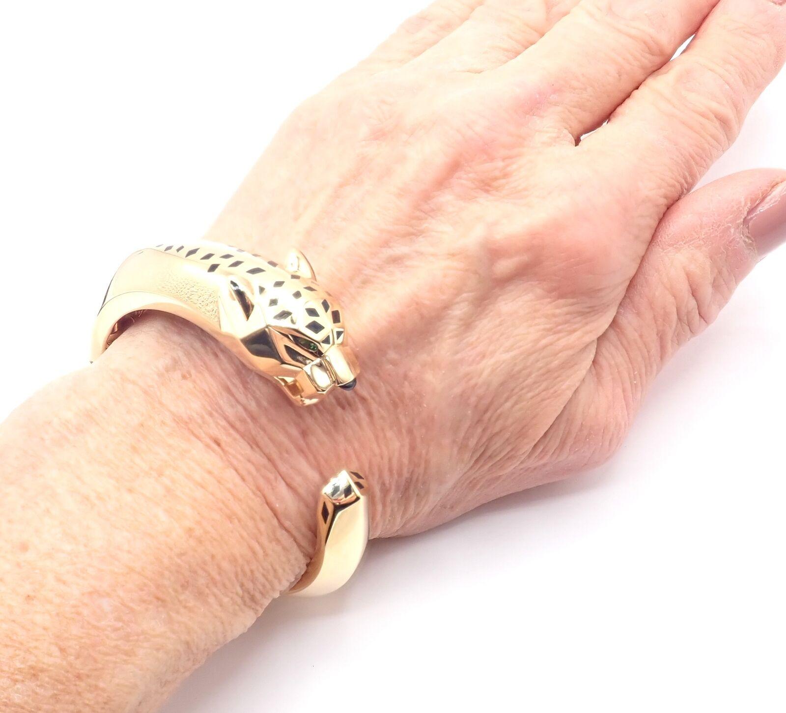 Cartier Bracelet jonc Panthère Tavorite en or jaune et onyx, taille 16 en vente 7