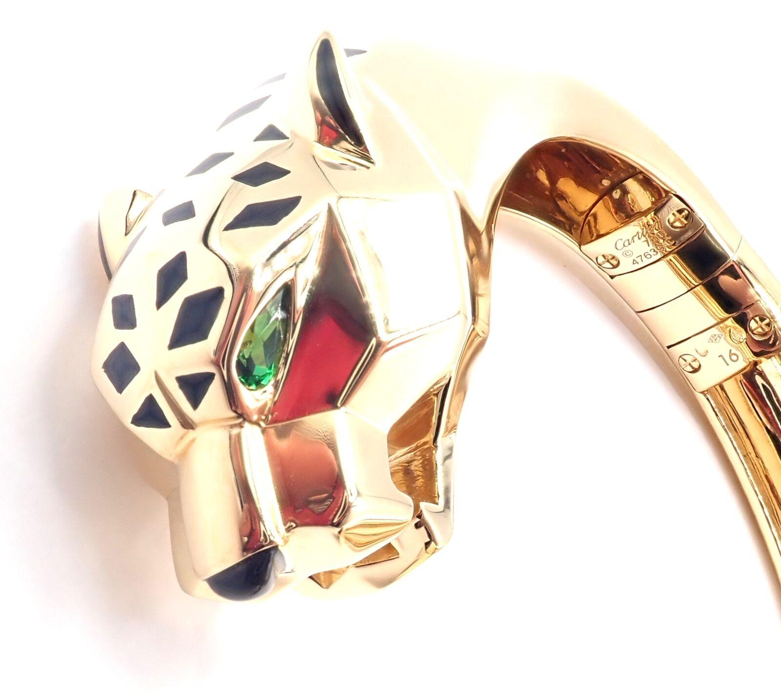 Cartier Panther Panthere Tavorite Onyx Gelbgold Größe 16 Armreif Armband für Damen oder Herren im Angebot