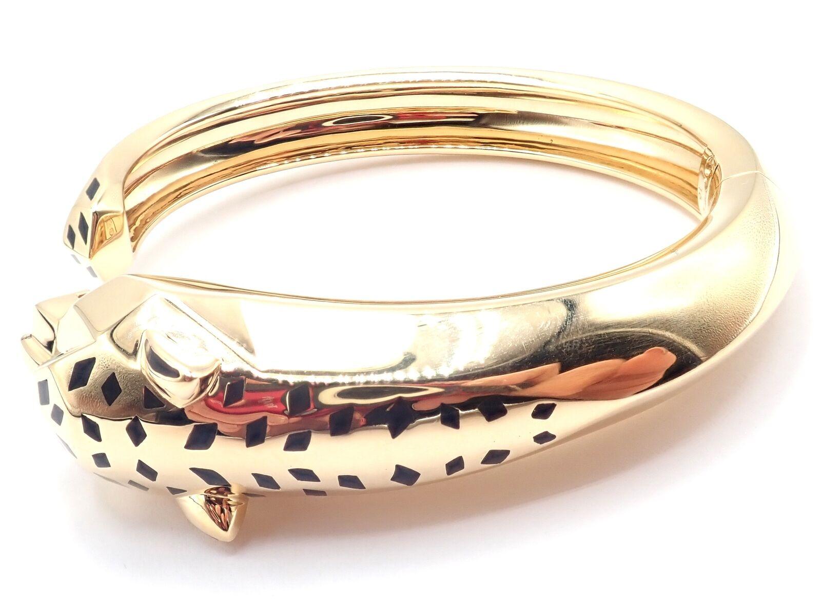 Cartier Bracelet jonc Panthère Tavorite en or jaune et onyx, taille 16 en vente 4