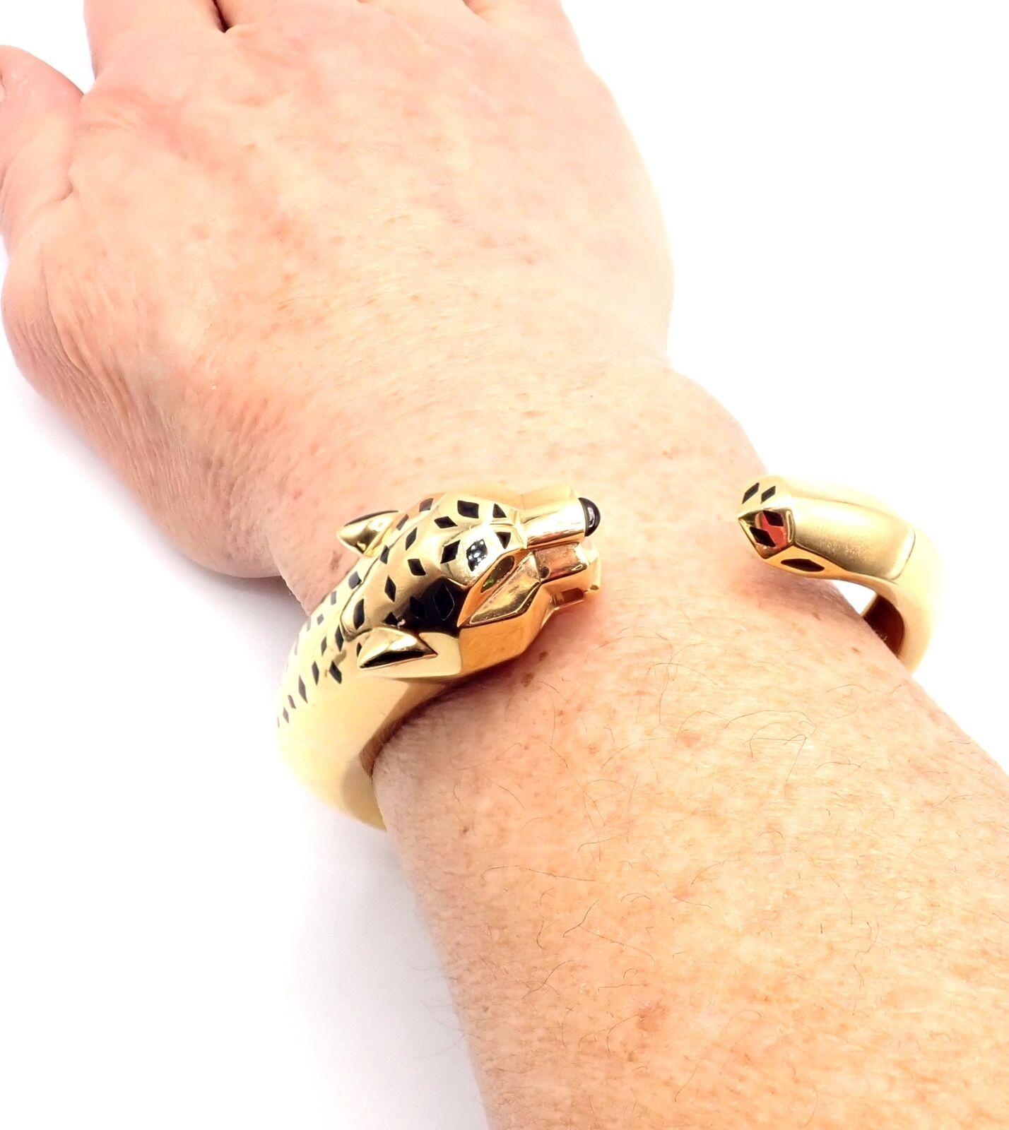 Cartier Bracelet jonc Panthère Tavorite en or jaune et onyx, taille 17 en vente 9