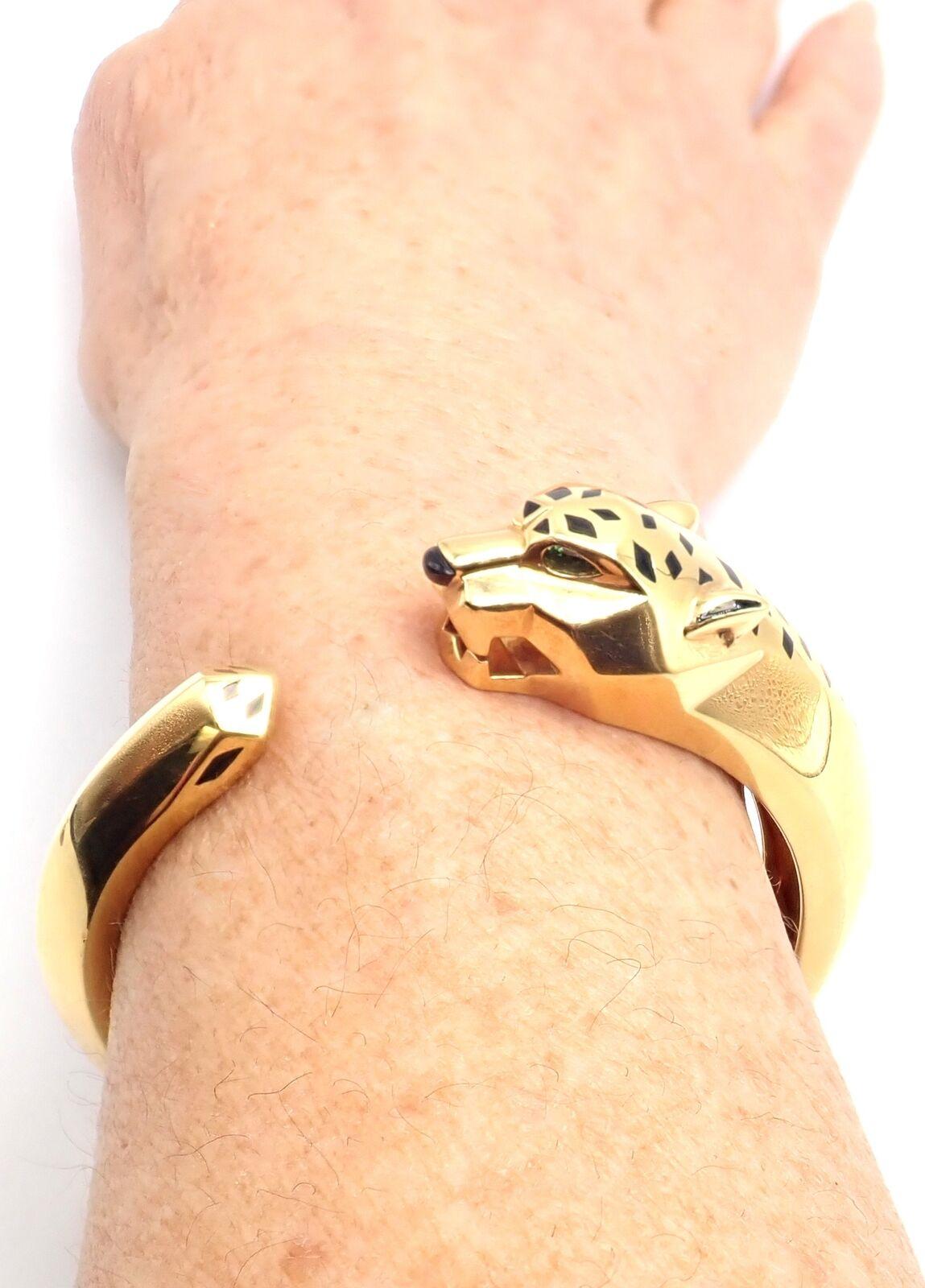 Cartier Bracelet jonc Panthère Tavorite en or jaune et onyx, taille 17 Unisexe en vente