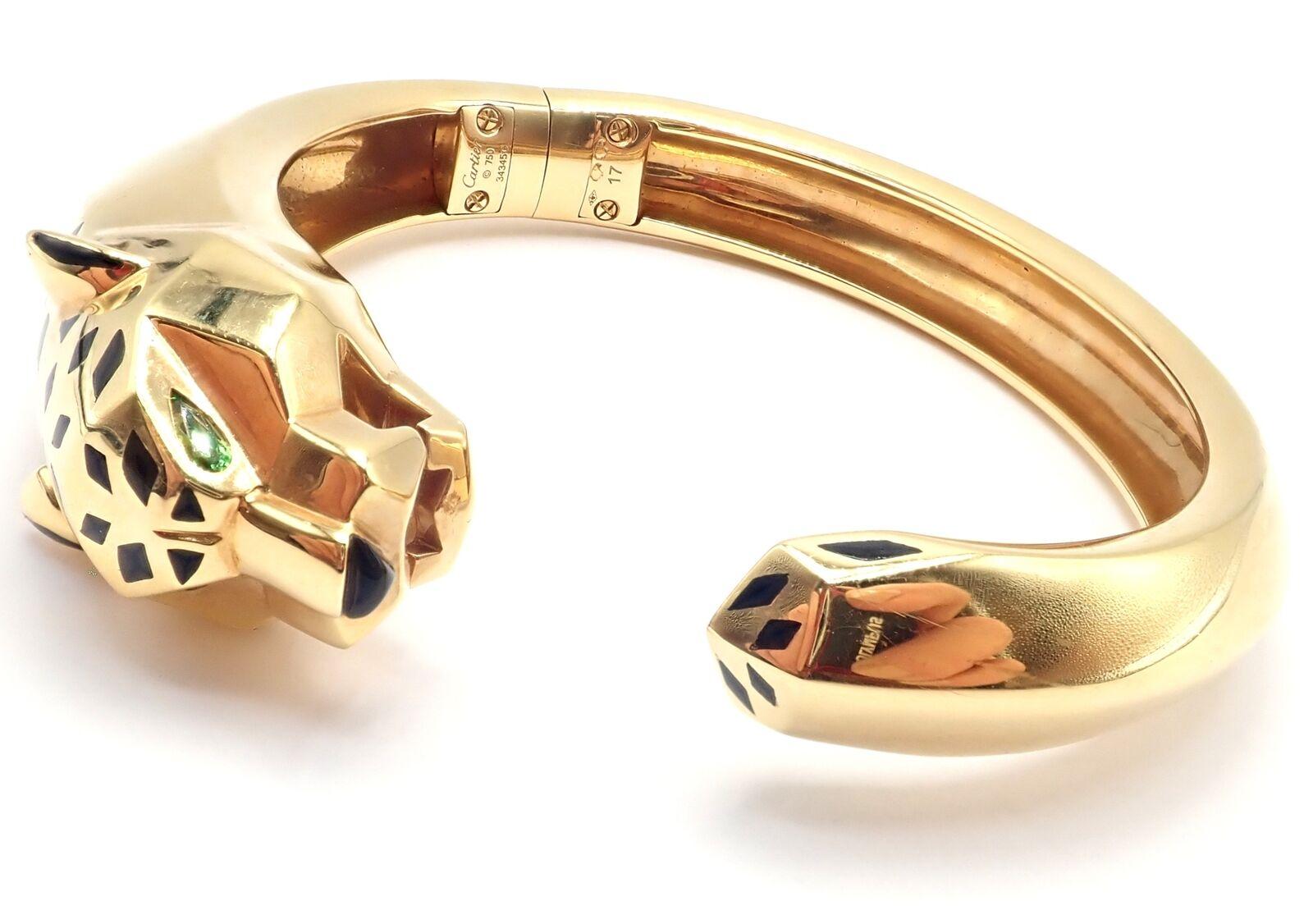 Cartier Bracelet jonc Panthère Tavorite en or jaune et onyx, taille 17 en vente 1