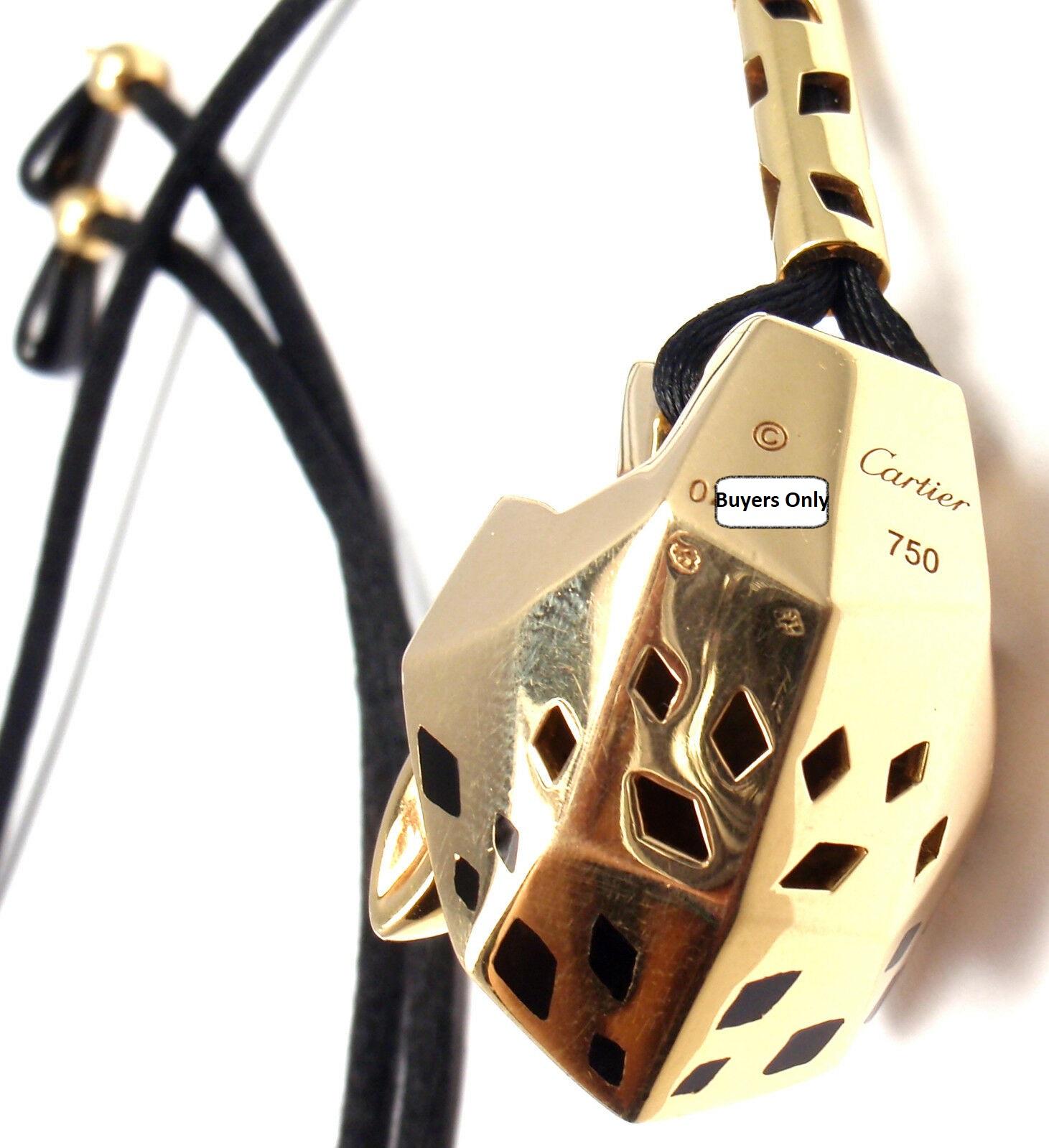 Cartier Pendentif Panthère en or jaune laqué péridot  Collier long en cordon en vente 5