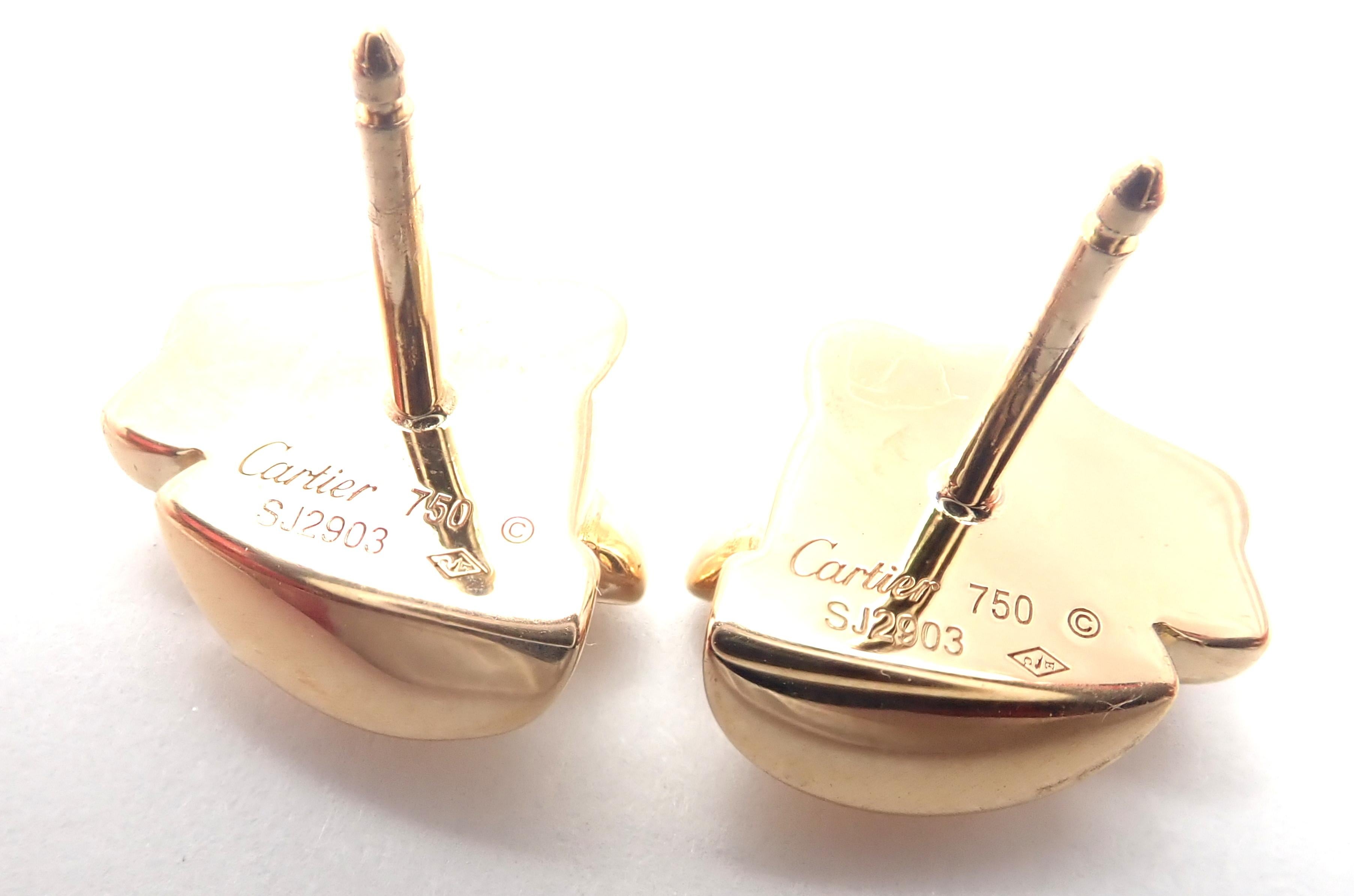 Women's or Men's Cartier Panther Panthere Tsavorite Onyx Yellow Gold Stud Earrings