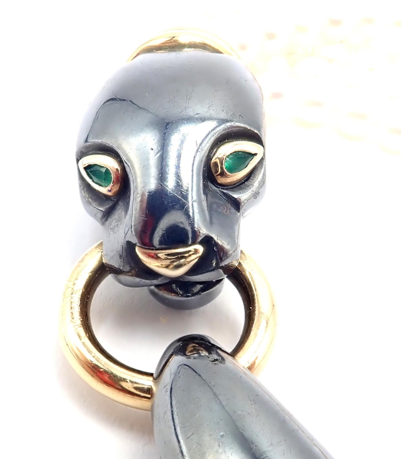 Cartier Panther Panthere Yellow Gold & Silverium Emerald Pearl Bracelet For Sale 1