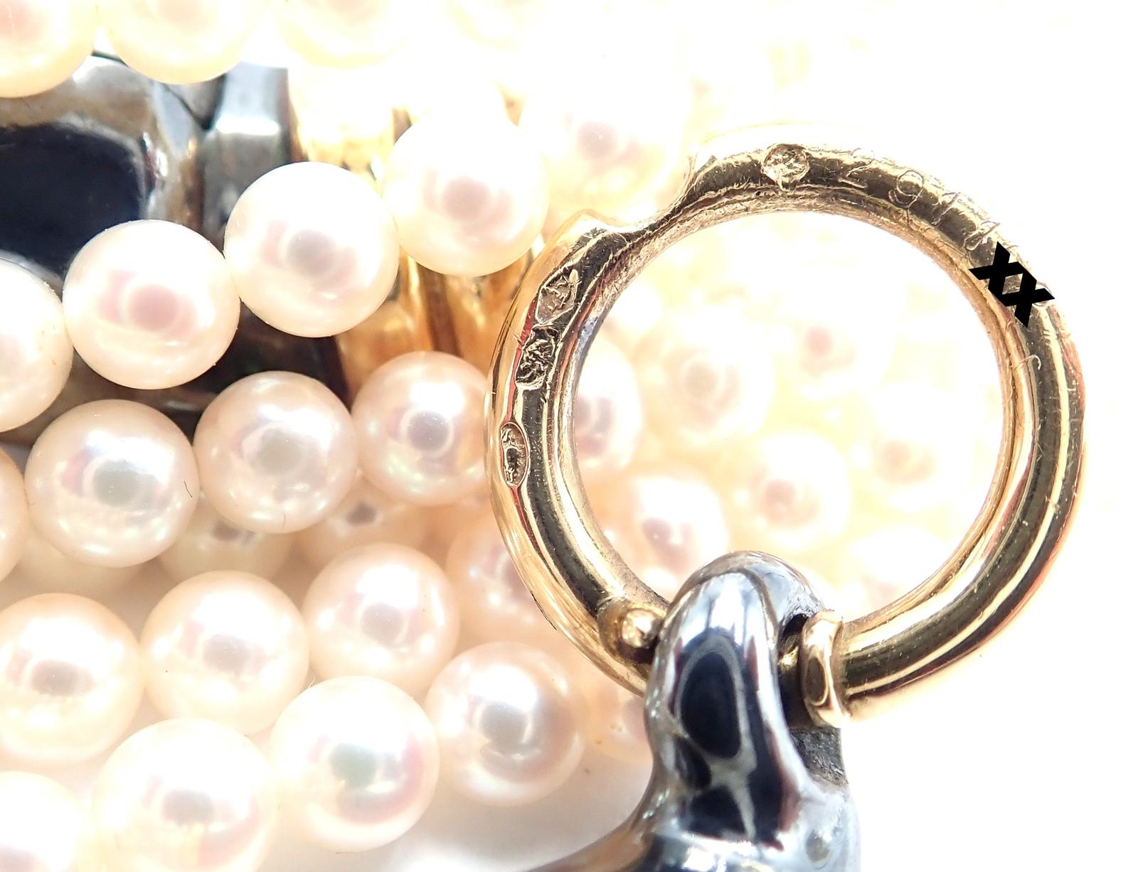 Cartier Panther Panthere Yellow Gold & Silverium Pendant Pearl Necklace For Sale 3