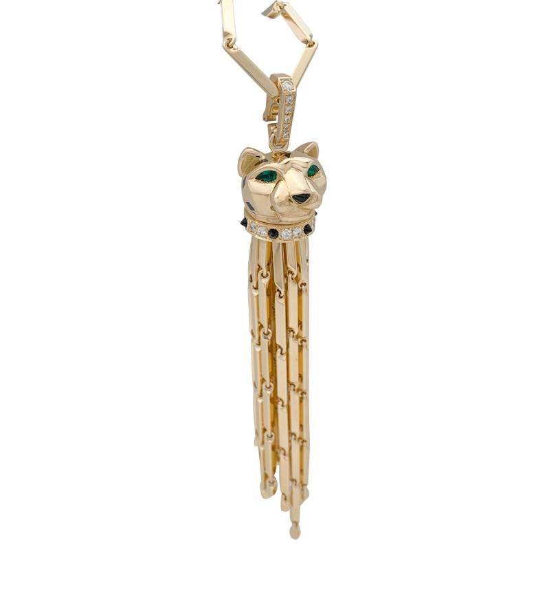 Cartier Panther Pendant and its Original Chain, Diamonds, Onyx, Emeralds 4