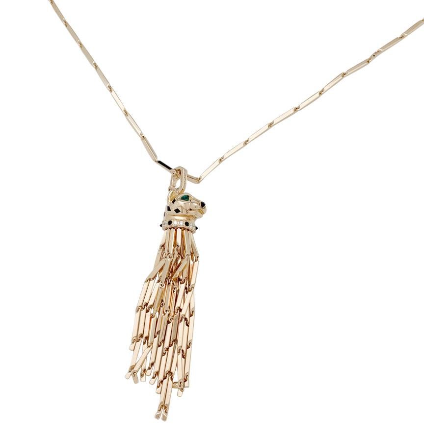 Cartier Panther Pendant and its Original Chain, Diamonds, Onyx, Emeralds 5