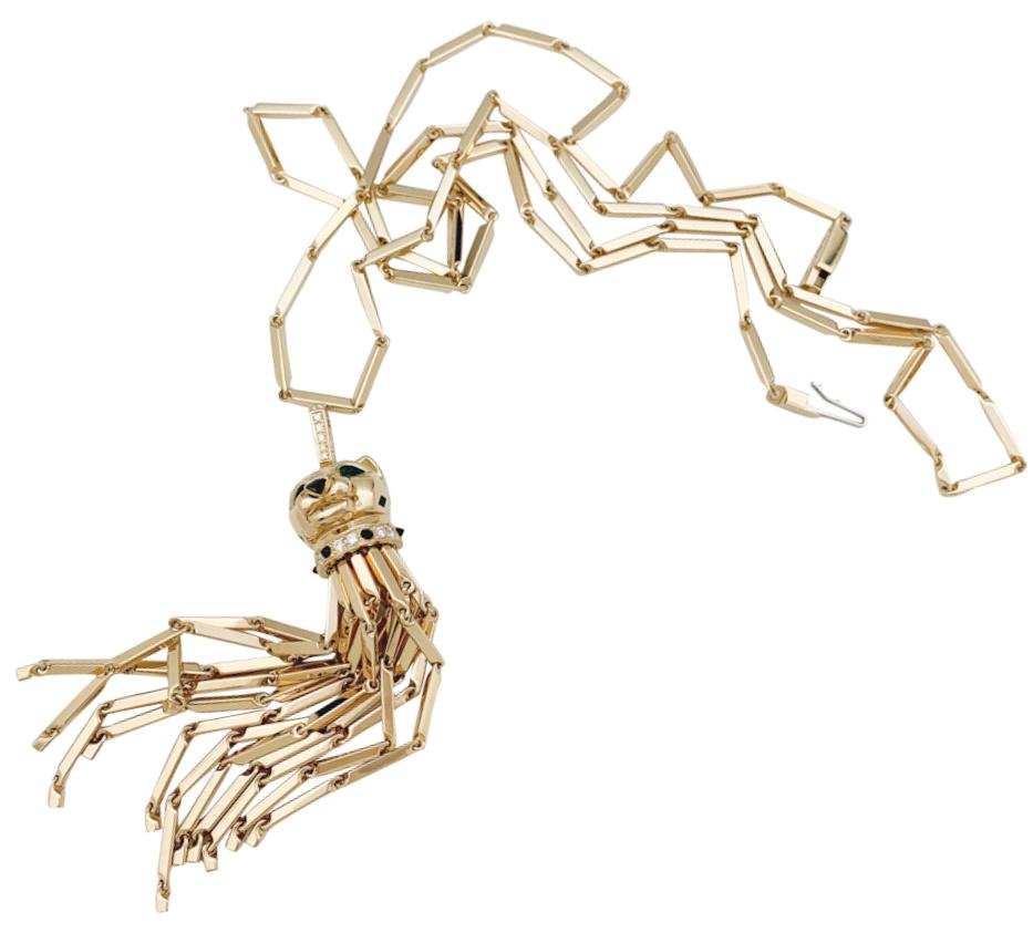 Cartier Panther Pendant and its Original Chain, Diamonds, Onyx, Emeralds 6