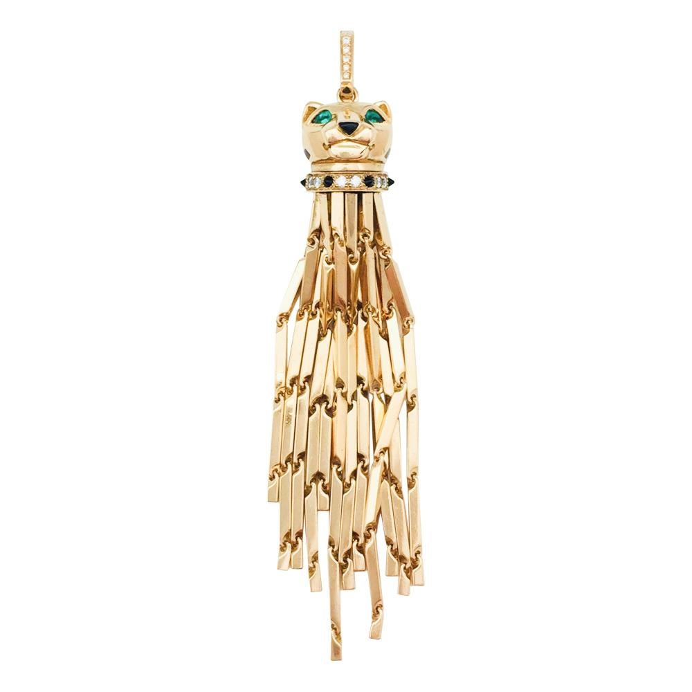 Cartier Panther Pendant and its Original Chain, Diamonds, Onyx, Emeralds 1
