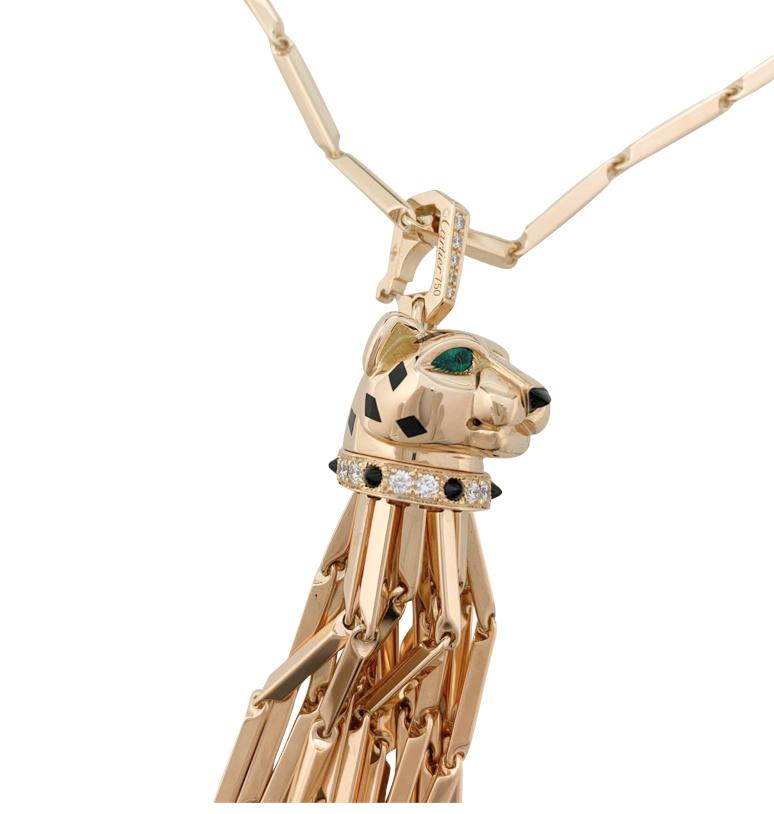 Cartier Panther Pendant and its Original Chain, Diamonds, Onyx, Emeralds 3