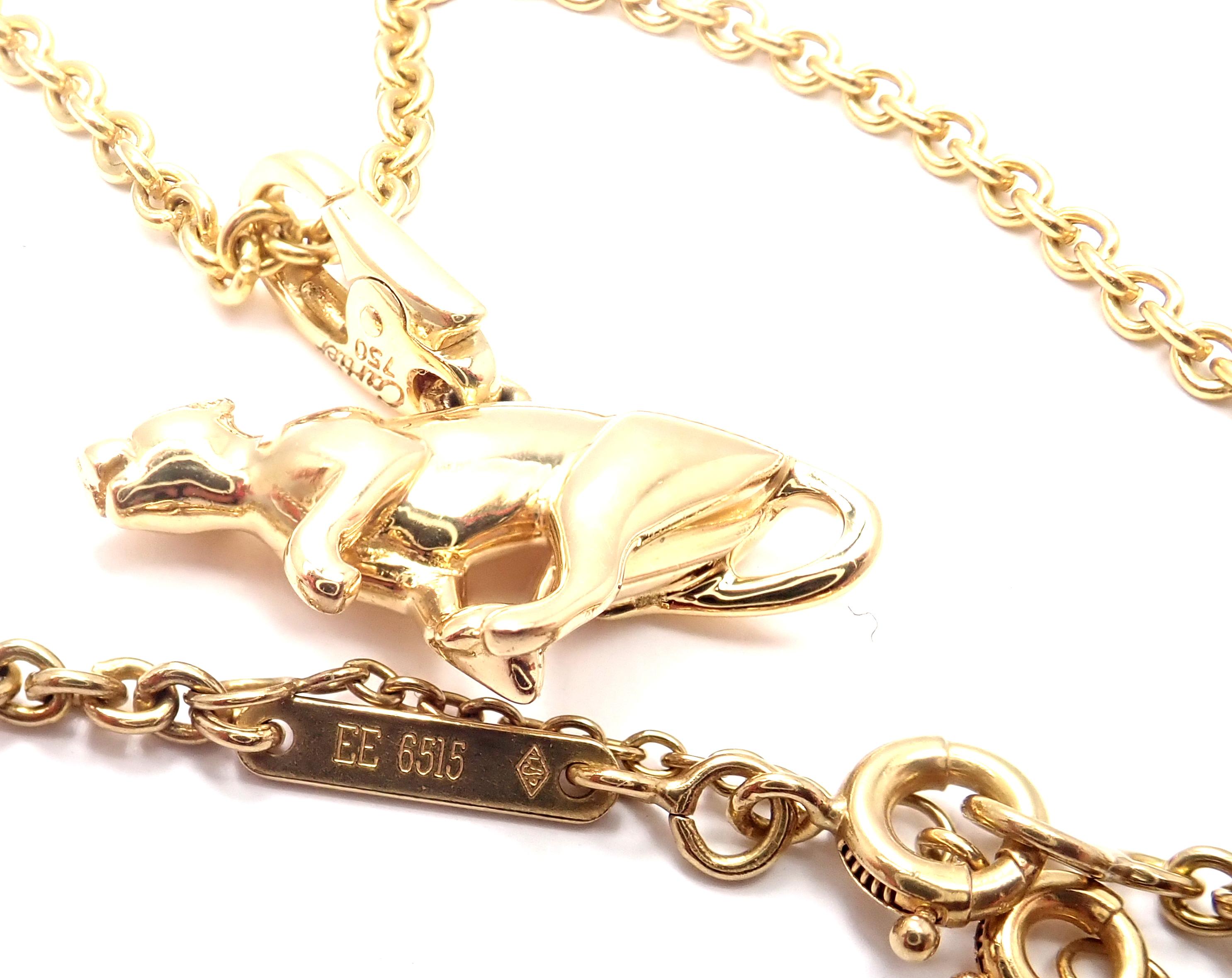 Cartier Panther Pendant Link Yellow Gold Chain Necklace 3