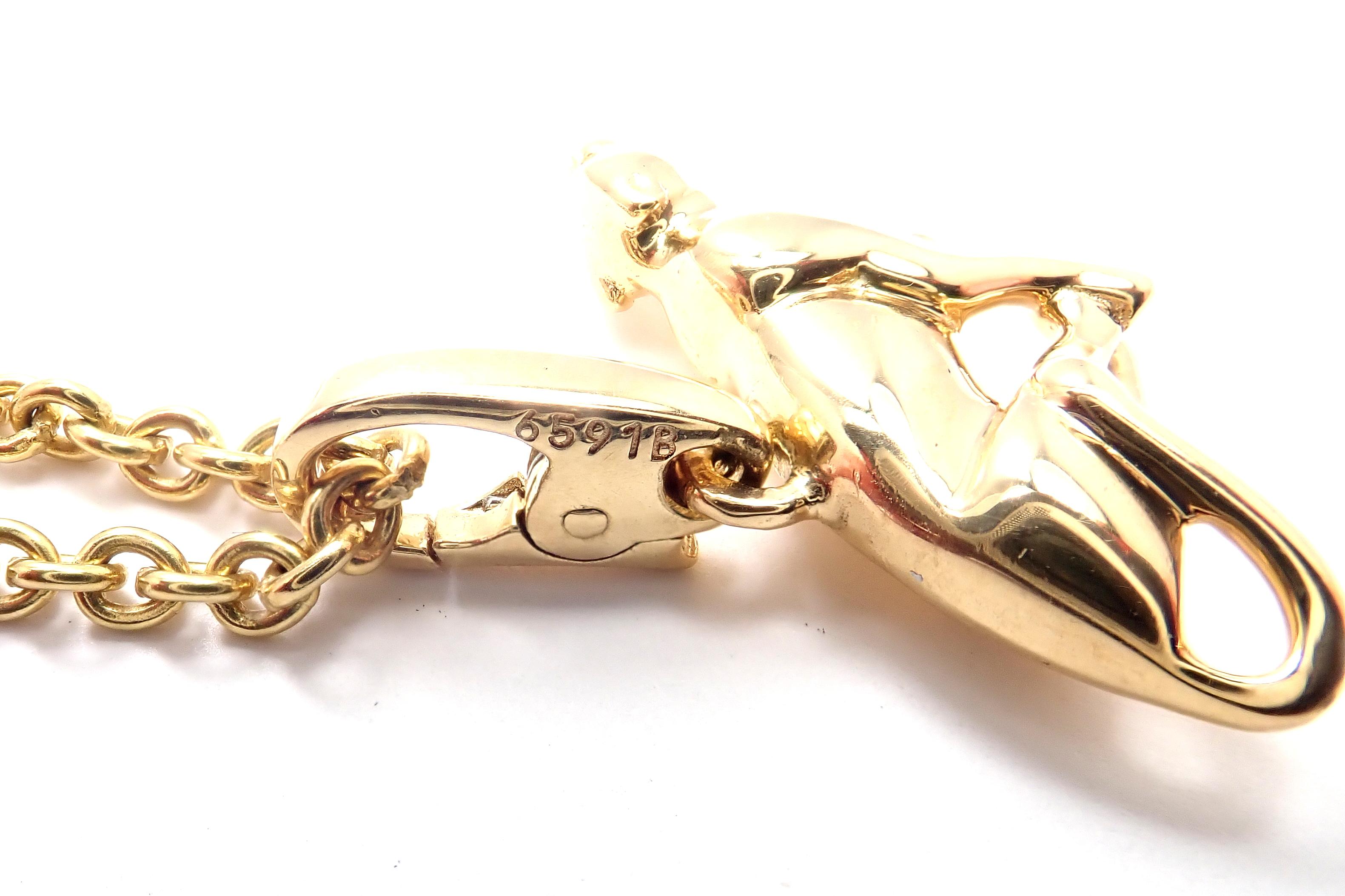 Cartier Panther Pendant Link Yellow Gold Chain Necklace In Excellent Condition In Holland, PA