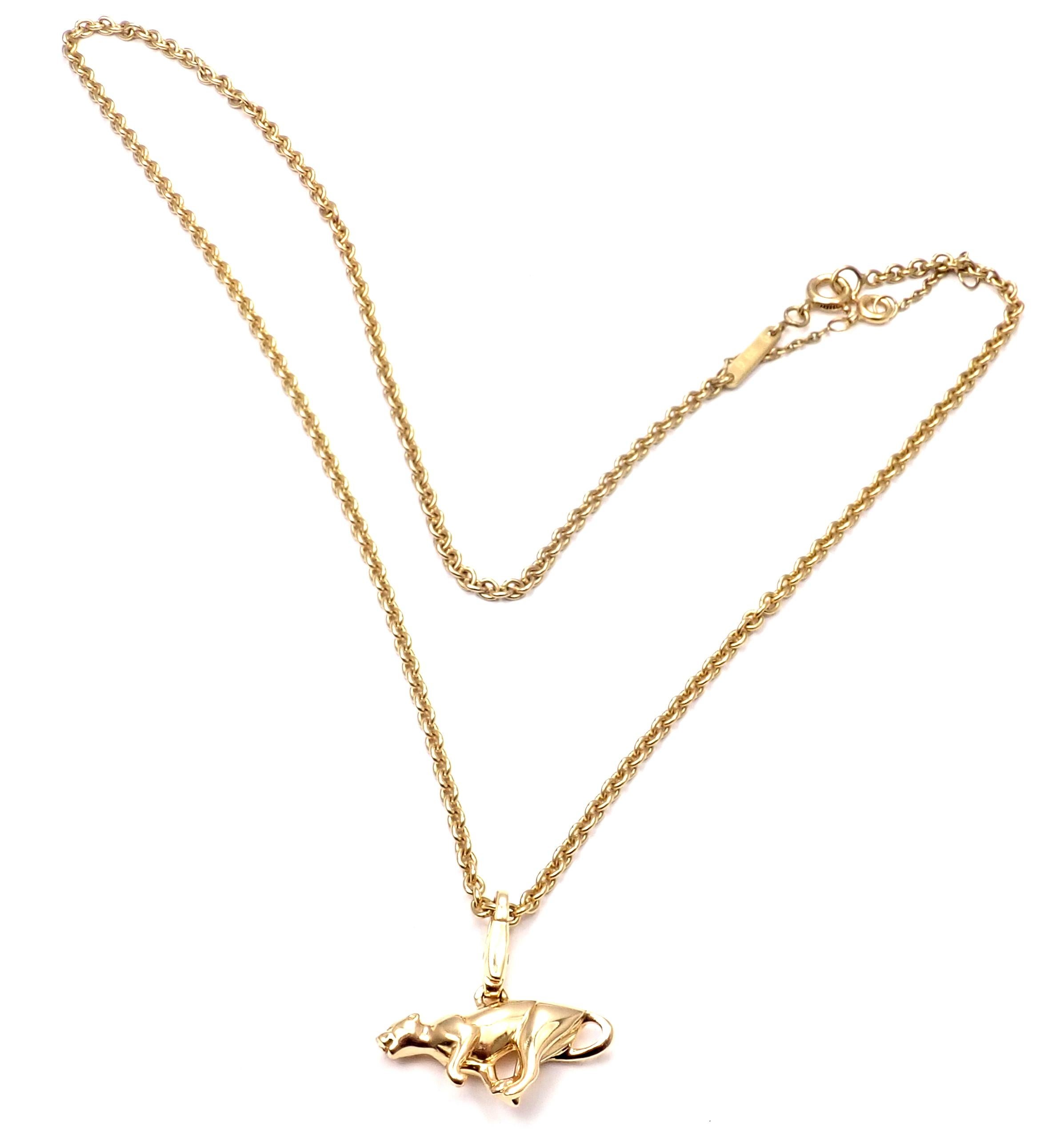 Women's or Men's Cartier Panther Pendant Link Yellow Gold Chain Necklace