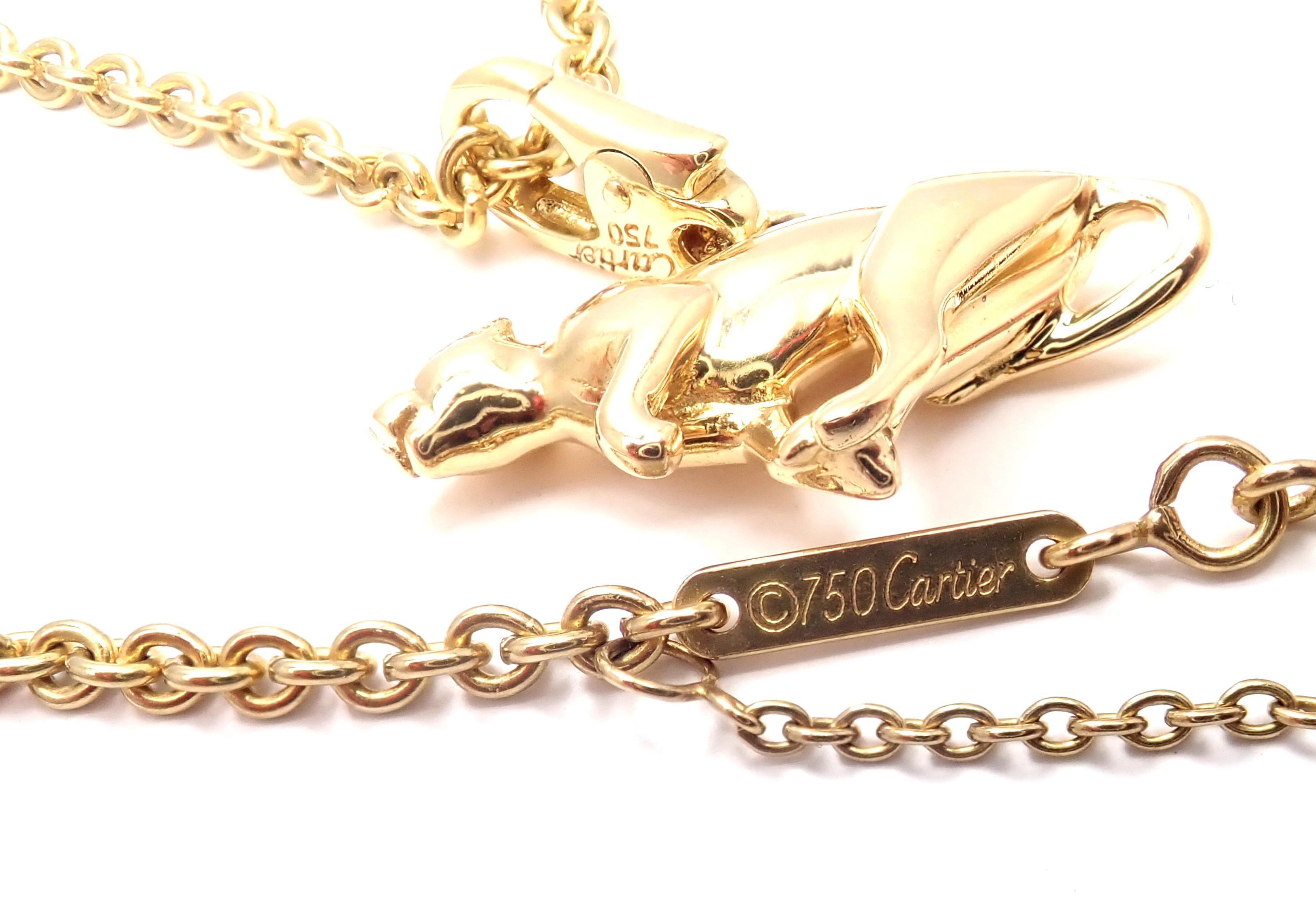 Cartier Panther Pendant Link Yellow Gold Chain Necklace 2