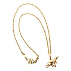 Retro Cartier Panther Pendant Link Yellow Gold Chain Necklace