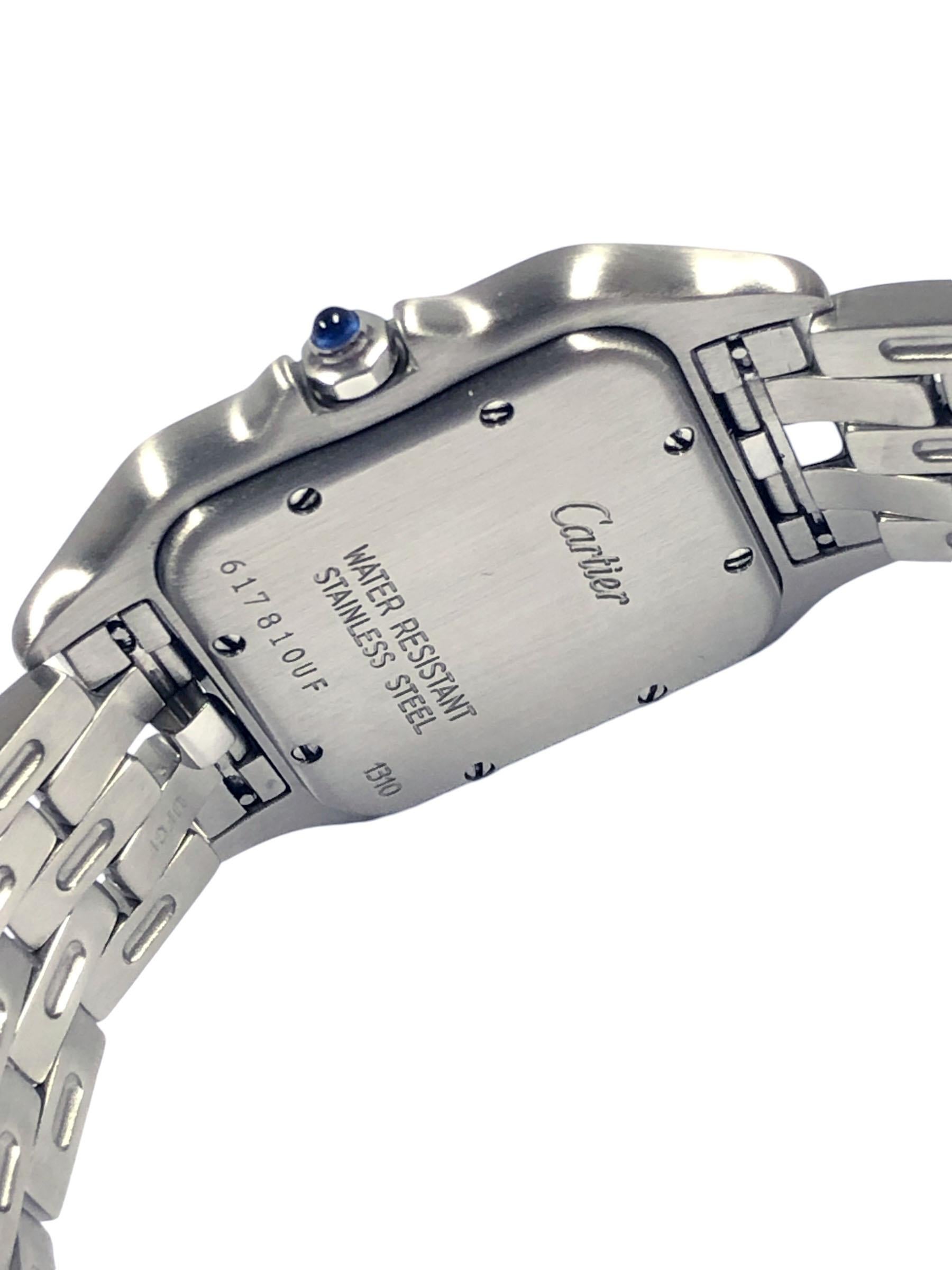 Cartier Panther Ref. 1310 Stainless Steel Mid Size Quartz Wrist Watch In Excellent Condition For Sale In Chicago, IL