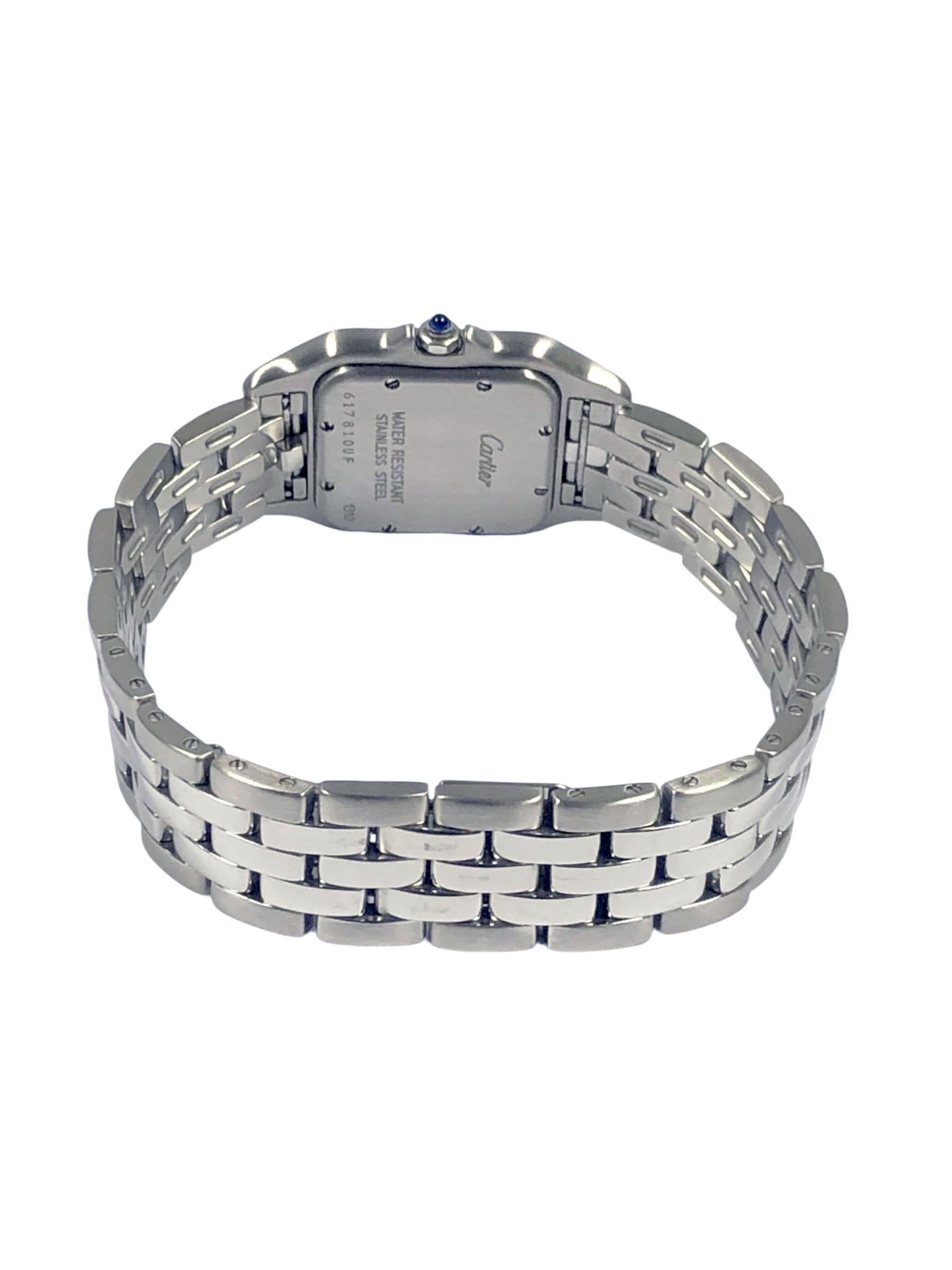 Women's or Men's Cartier Panther Ref. 1310 Stainless Steel Mid Size Quartz Wrist Watch For Sale