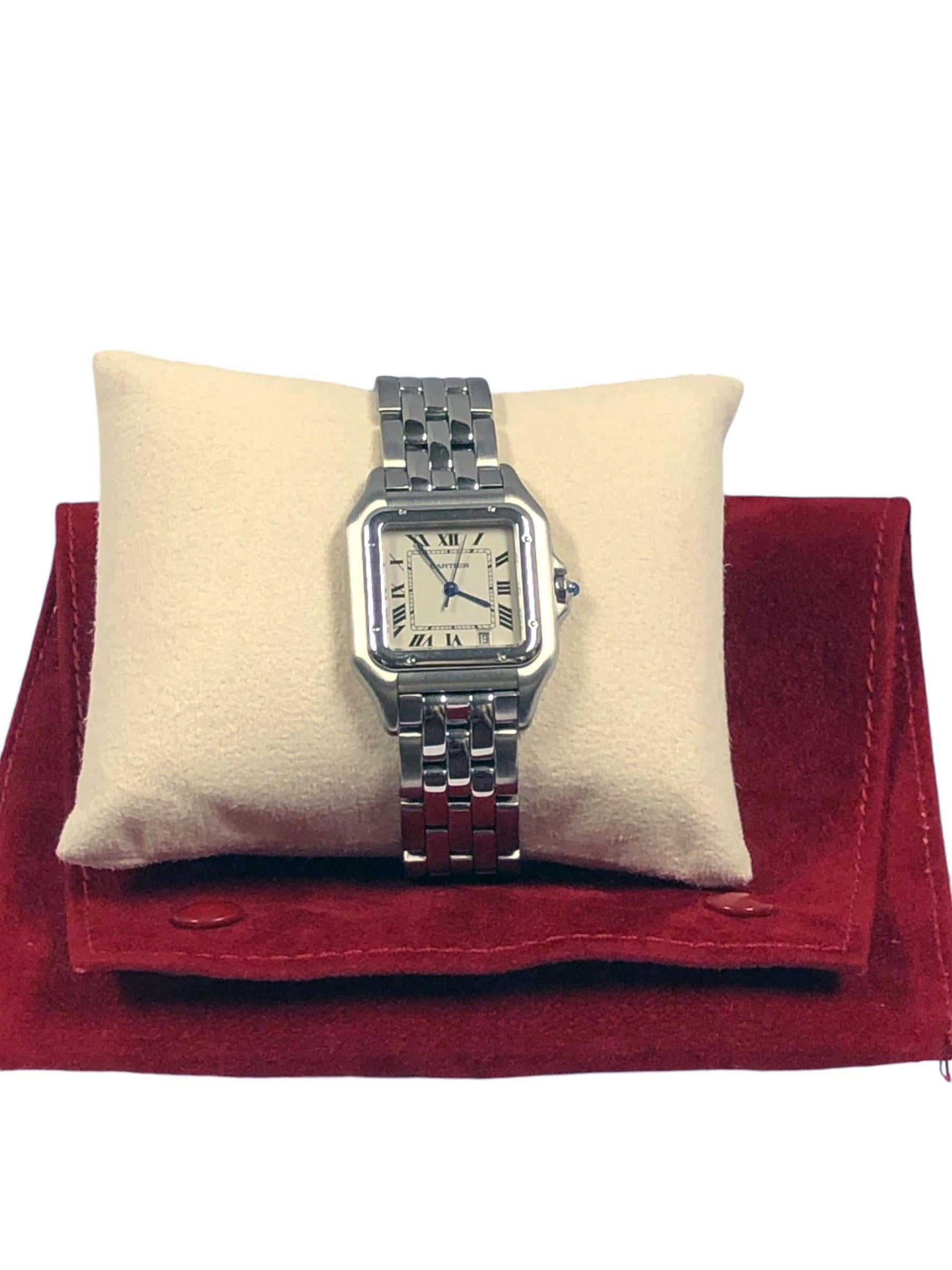 Cartier Panther Ref. 1310 Stainless Steel Mid Size Quartz Wrist Watch For Sale 1