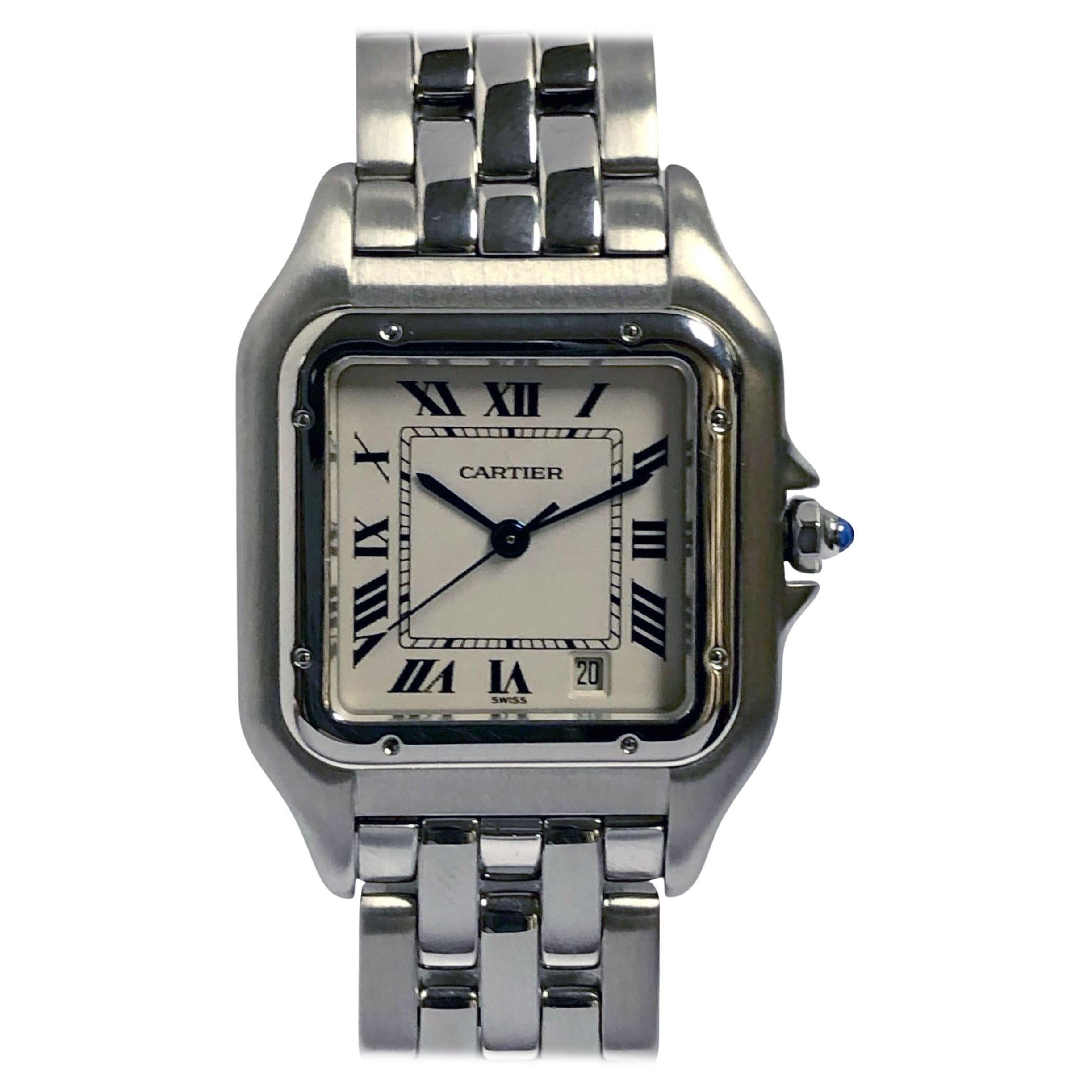 Cartier Panther Ref. 1310 Edelstahl Mid Size Quarz-Armbanduhr, Mid Size im Angebot