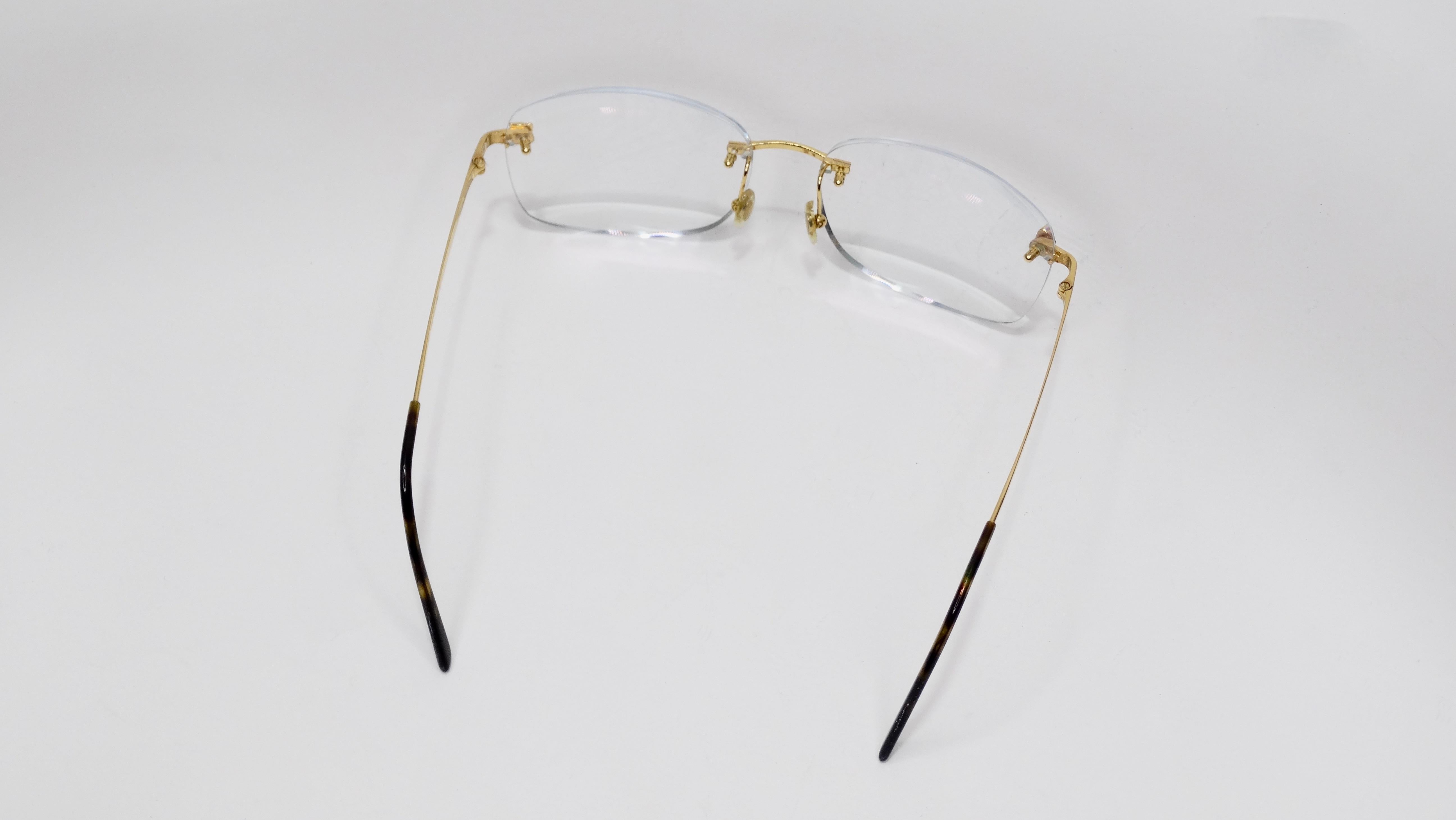 Cartier Panther Rimless Glasses circa 1980s  In Good Condition For Sale In Scottsdale, AZ