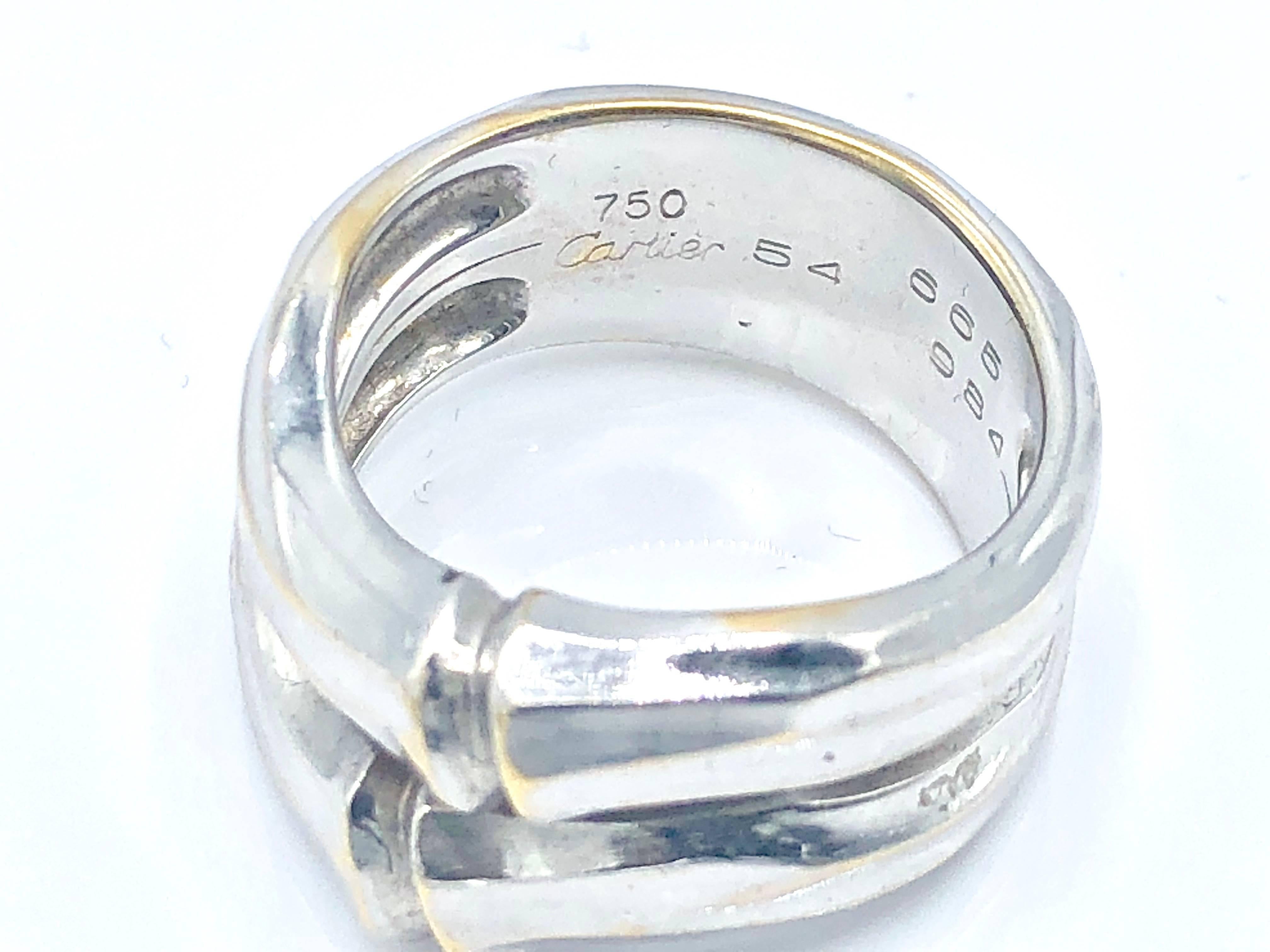 18kt gold Cartier Panther Ring (1004638) set with 2 emerald eyes
Size 13 - 6 1/2