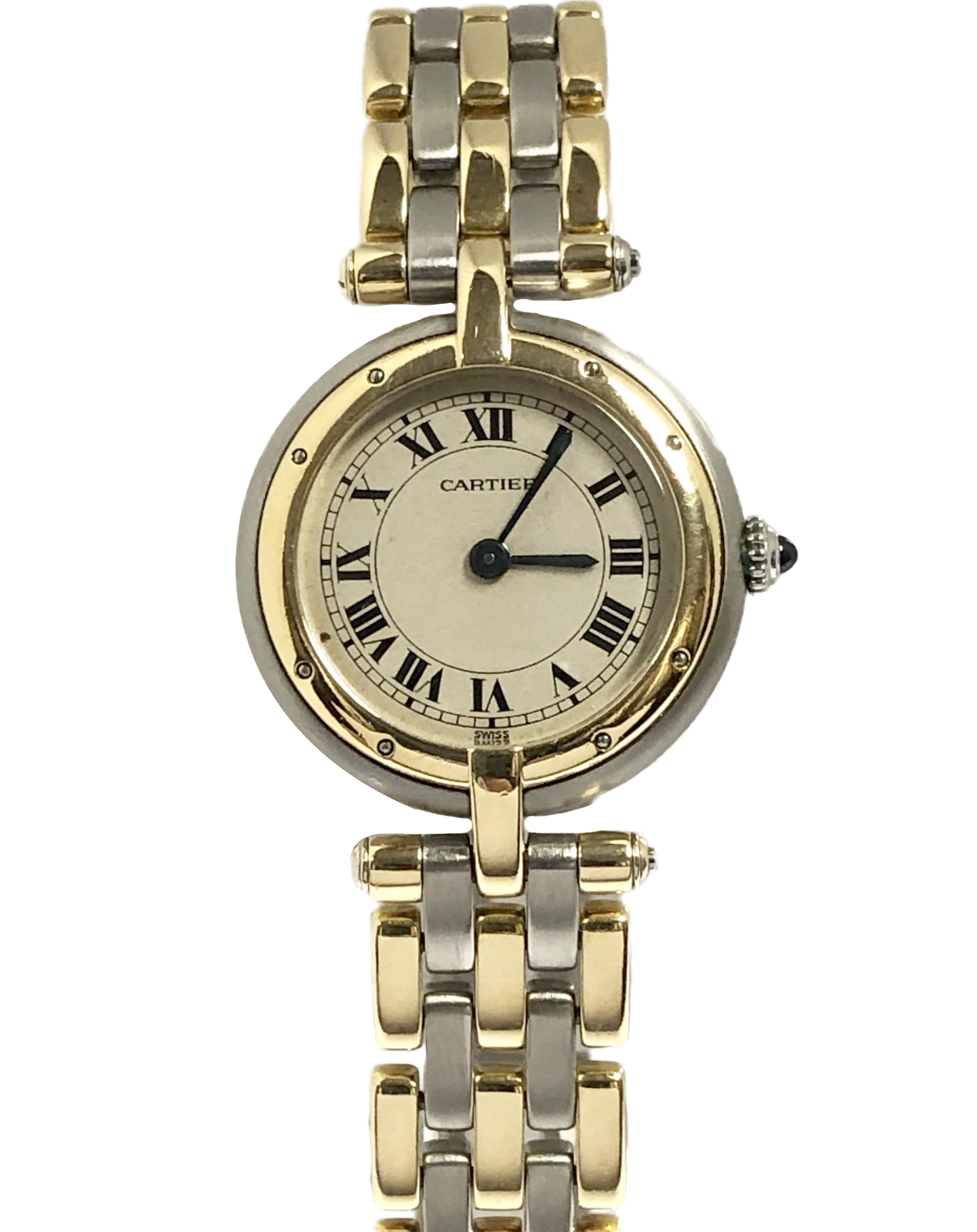 Cartier Panther Ronde Steel and Gold Ladies Quartz Wrist Watch In Excellent Condition In Chicago, IL