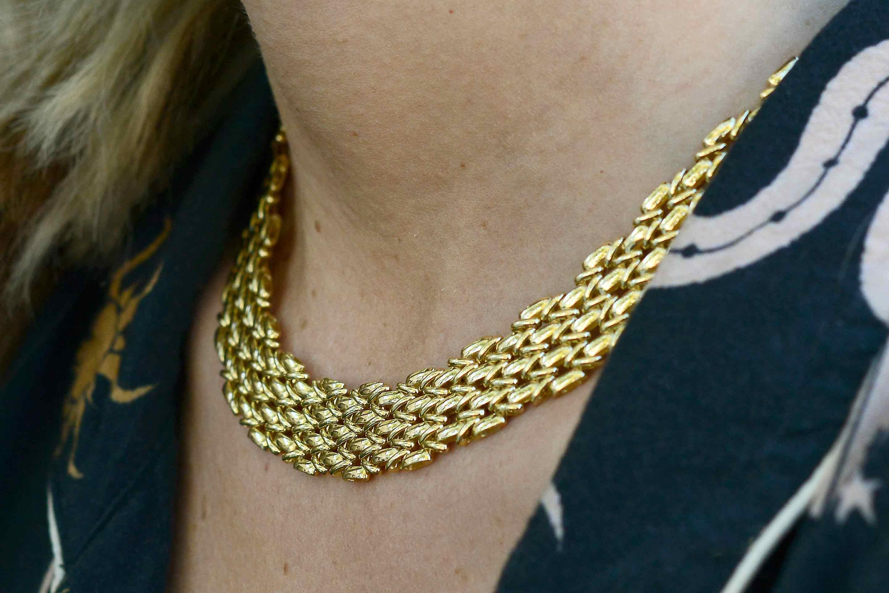 14k gold cartier style choker necklace