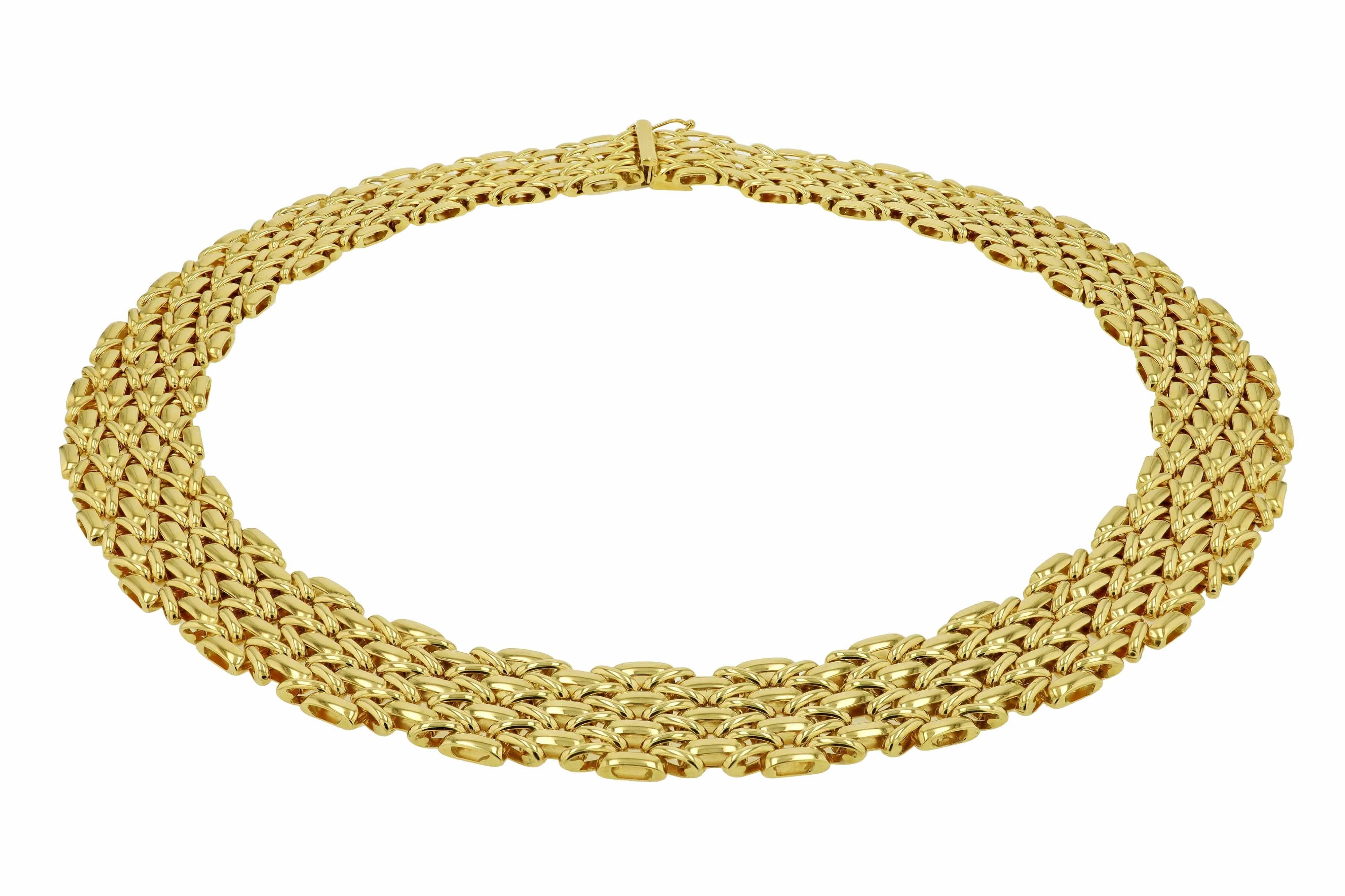 Contemporary Cartier Panther Style Wide 18K Gold Choker Necklace