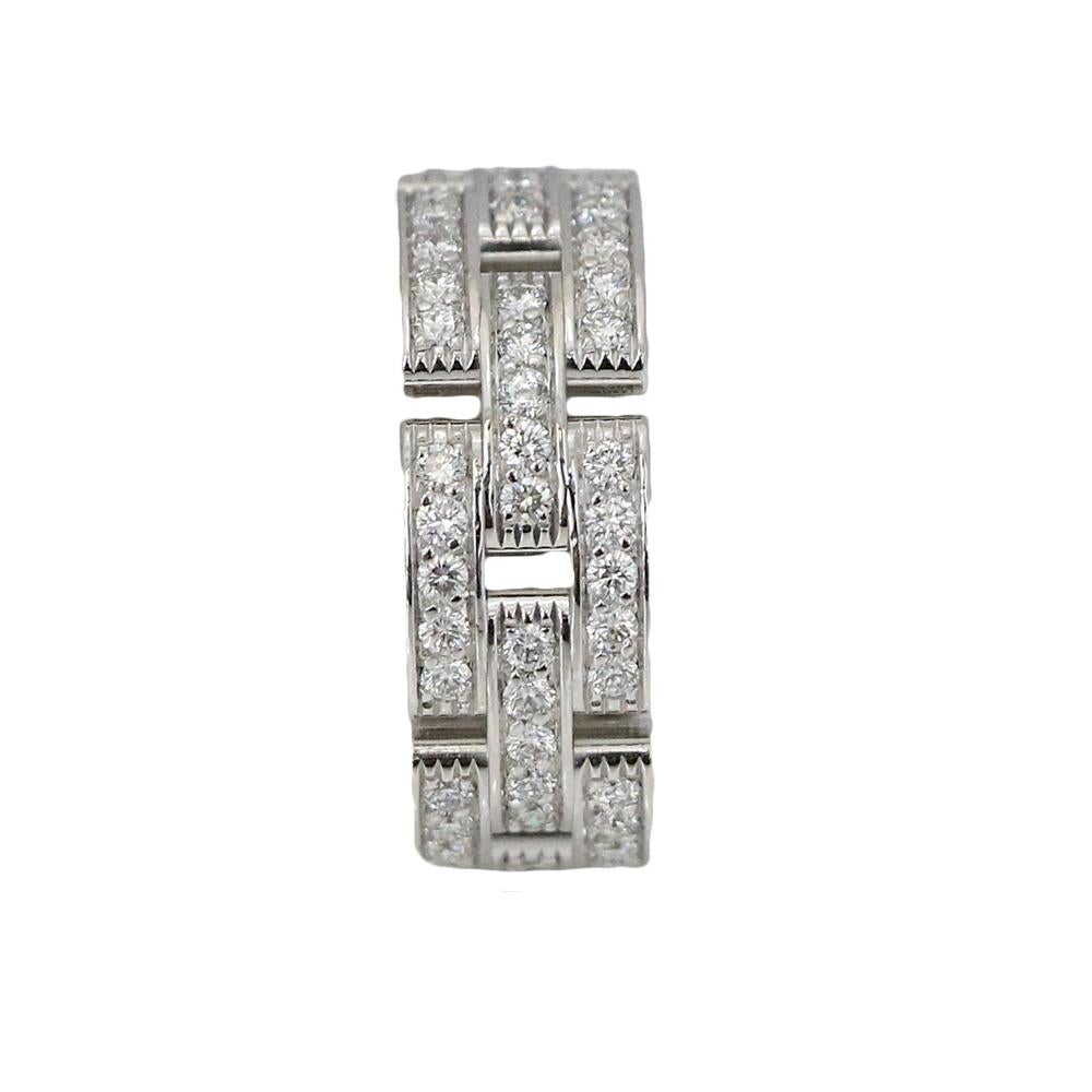 Cartier Panther White Gold 3-Row Ring with 1.37 Carat in Diamonds In Excellent Condition For Sale In Naples, FL