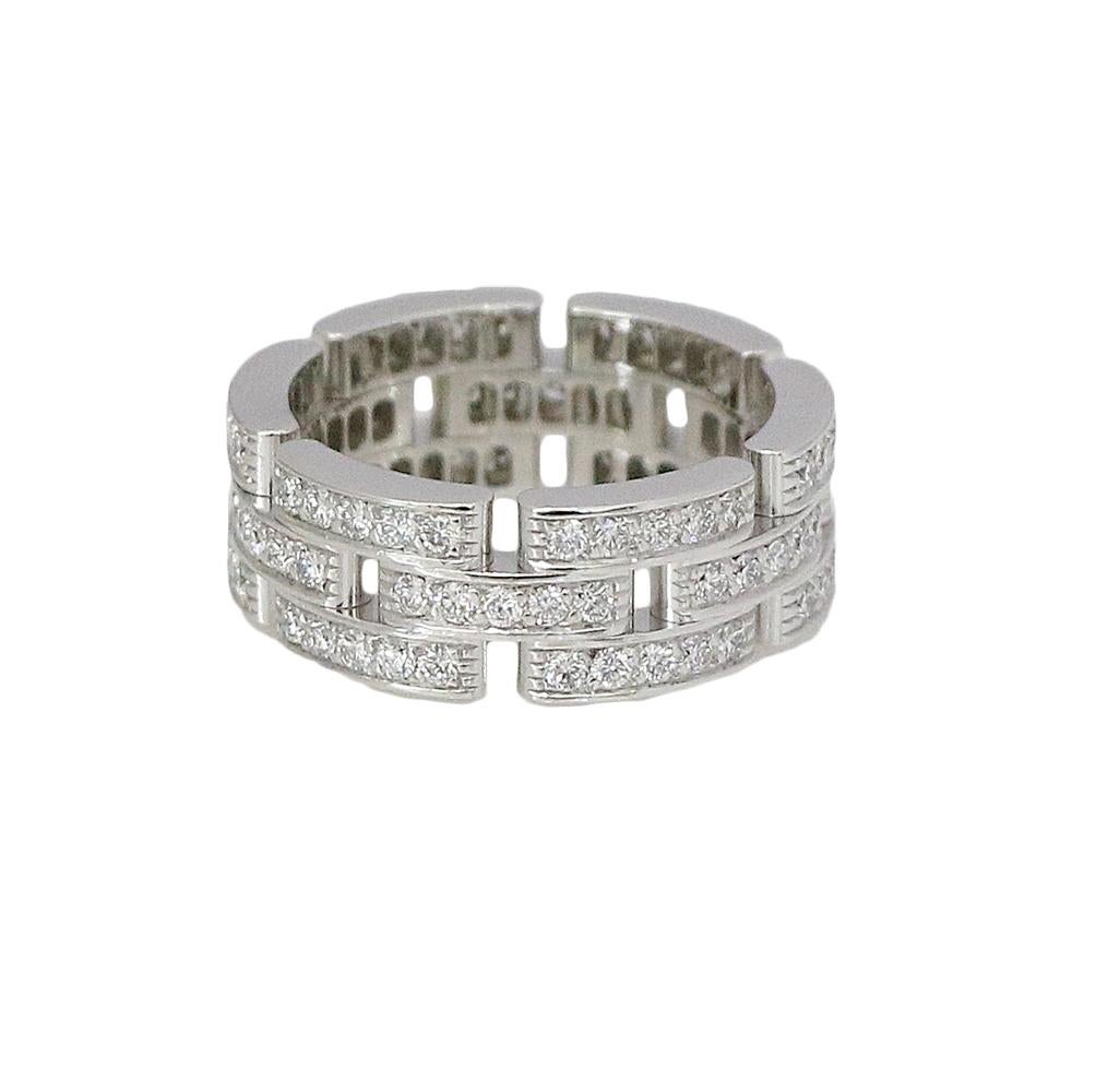 Cartier Panther White Gold 3-Row Ring with 1.37 Carat in Diamonds For Sale
