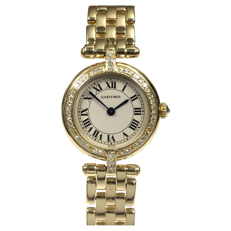Cartier Lady's Yellow Gold Panther Bracelet Watch at 1stDibs