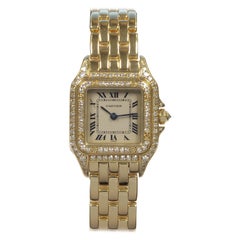 Cartier Panther Yellow Gold and Diamonds Ladies Quartz Bracelet Watch