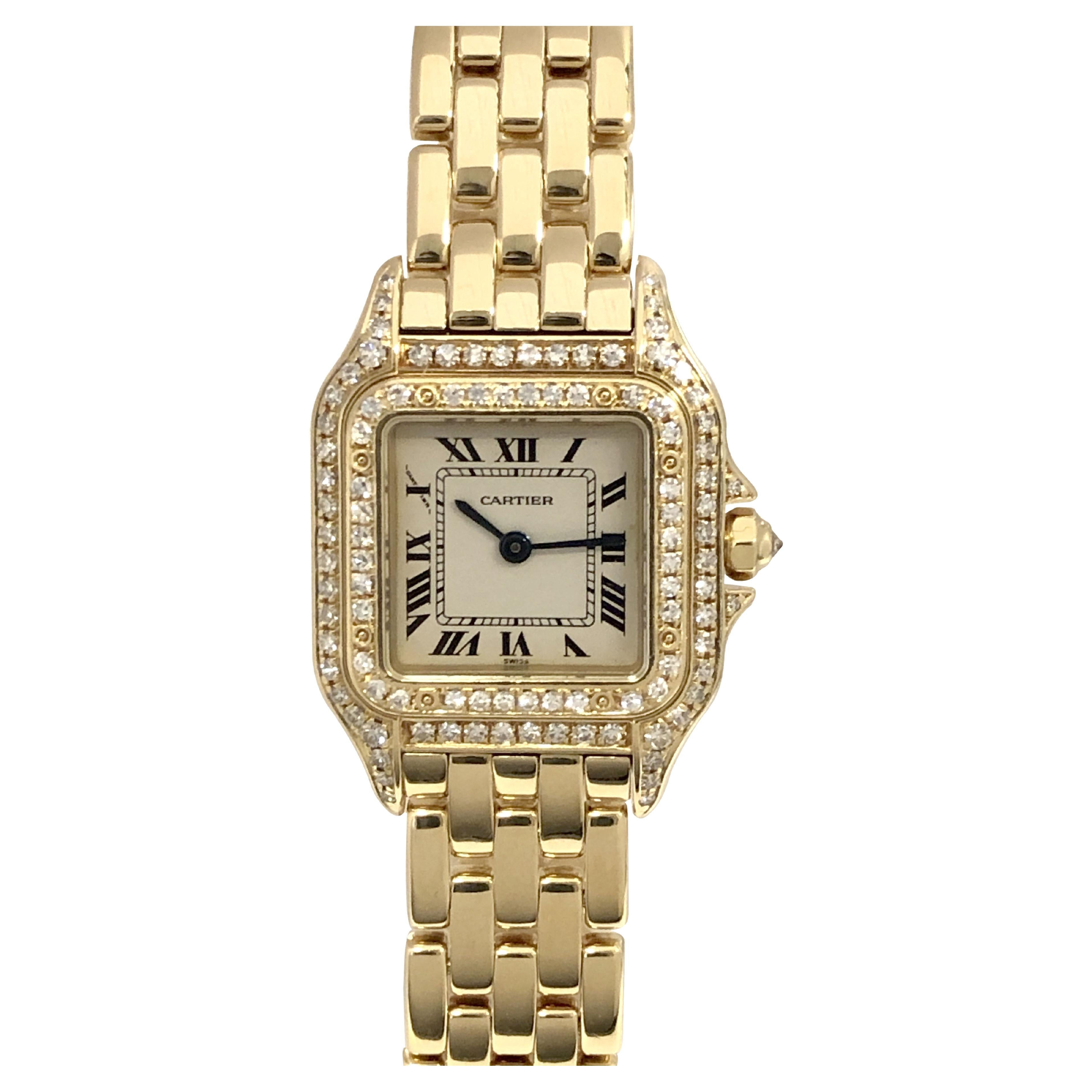 Cartier Panther Yellow Gold and Diamonds Ladies Quartz Wrist Watch