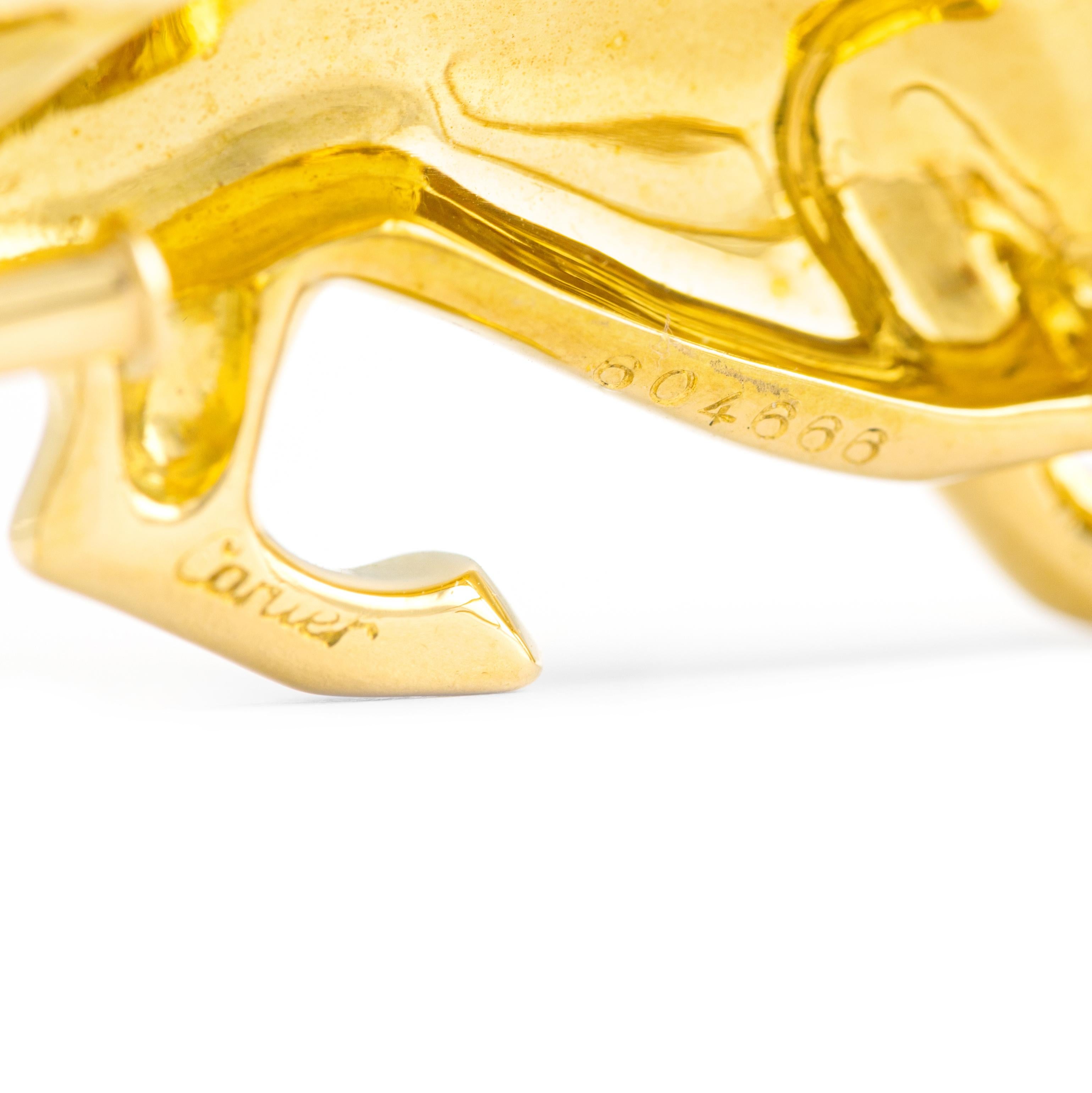 Women's or Men's Cartier Panther Yellow Gold Brooch For Sale