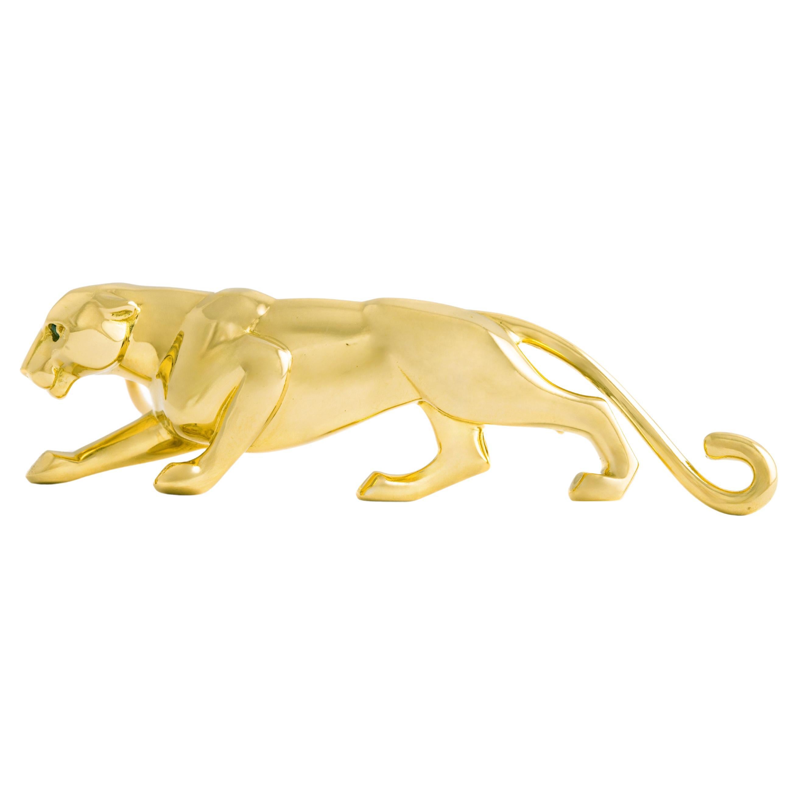 Cartier Panther Yellow Gold Brooch For Sale